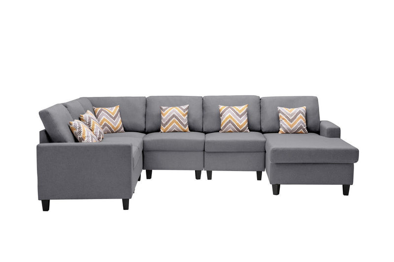 Nolan - Fabric 6 Piece Sectional Sofa With Pillows And Interchangeable Legs