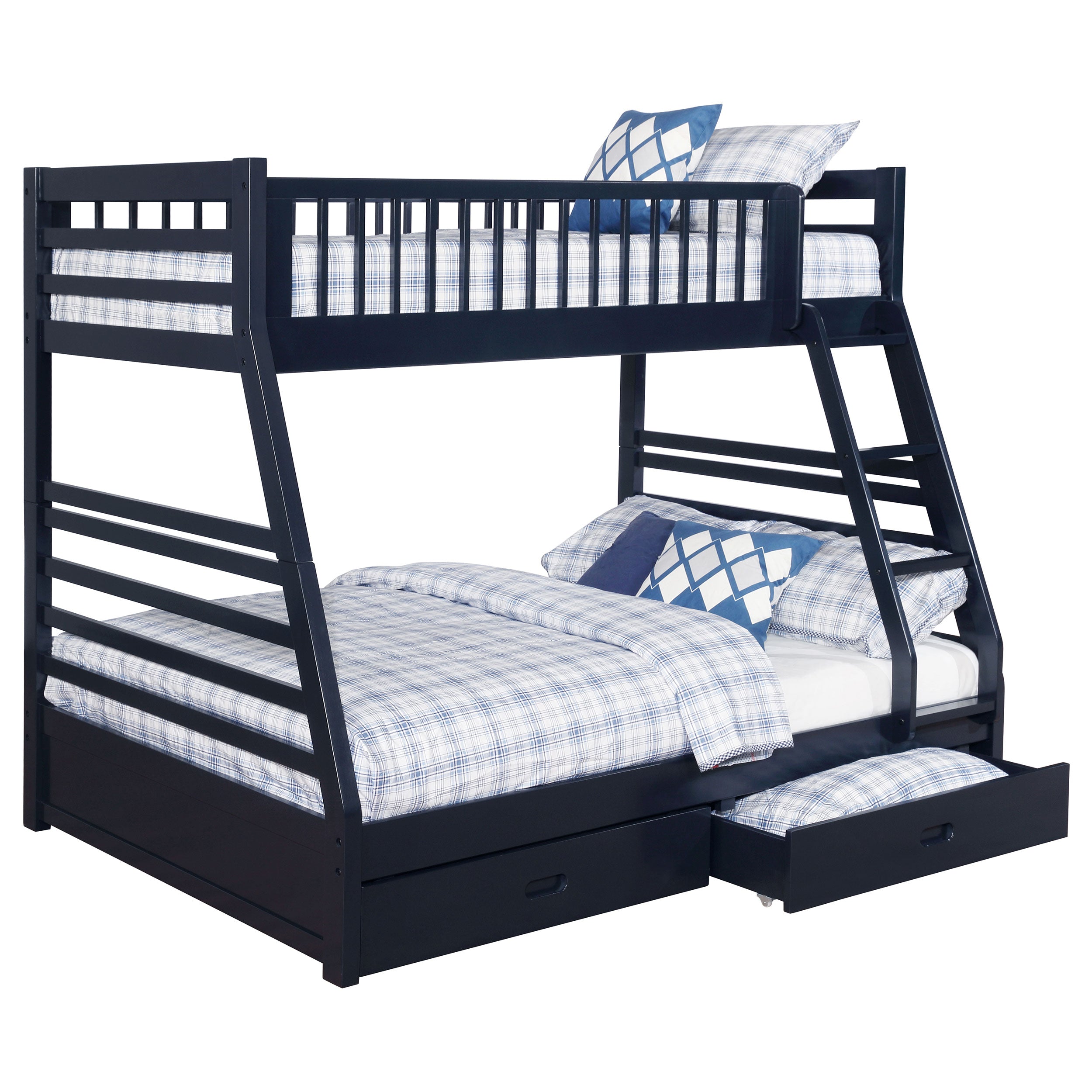 Ashton 2-drawer Wood Twin Over Full Bunk Bed Navy Blue — view 3