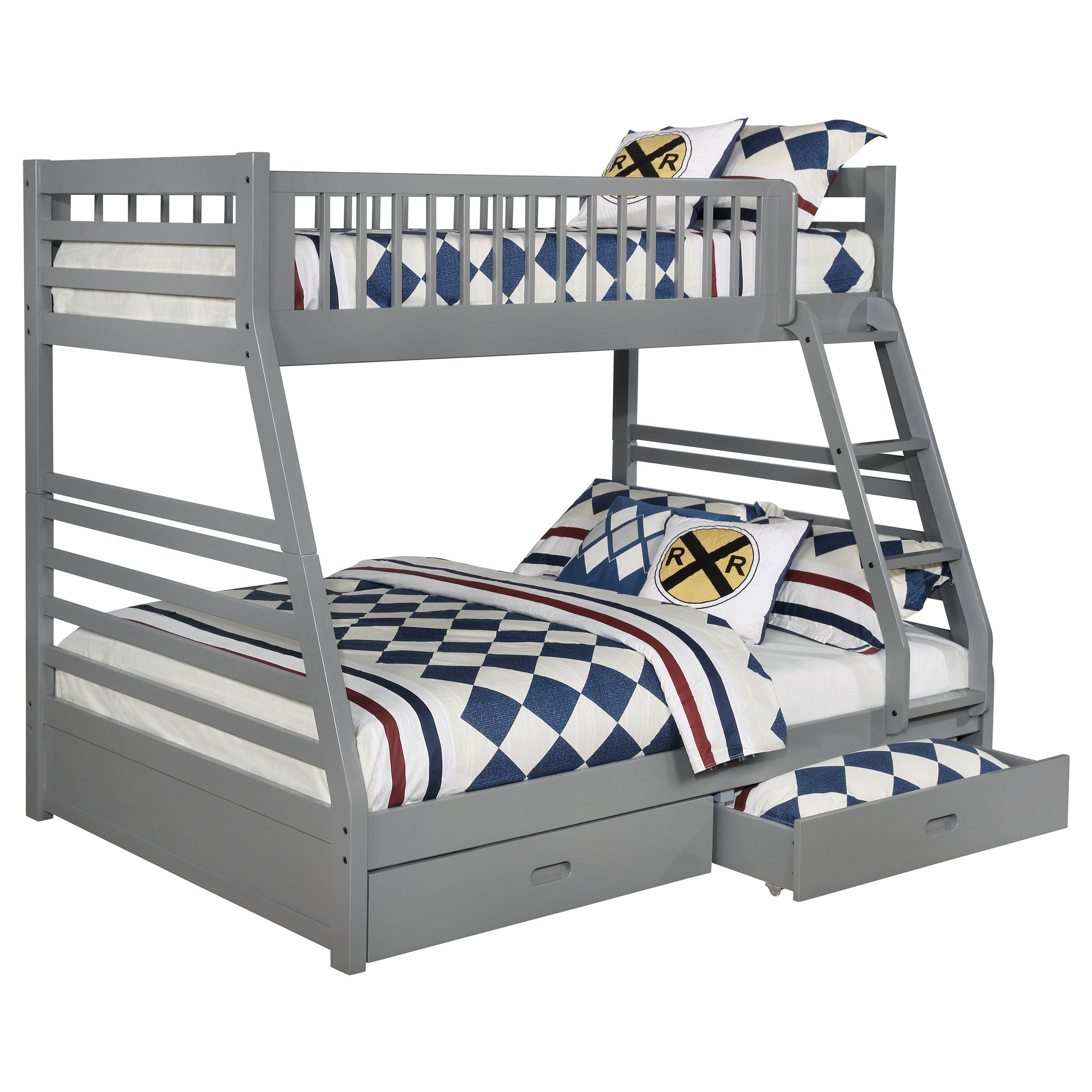 Ashton 2-drawer Wood Twin Over Full Bunk Bed Grey — view 3