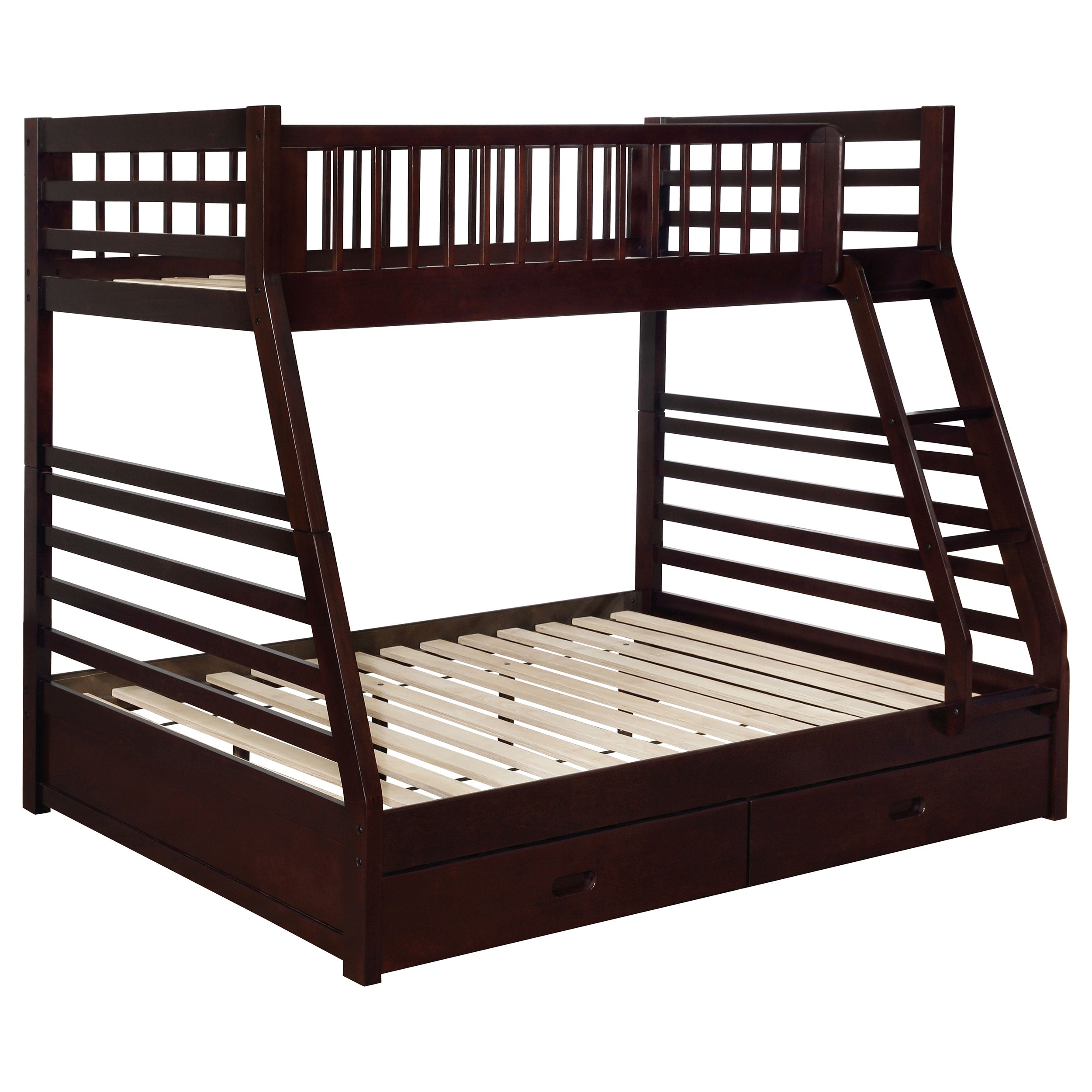 Ashton 2-drawer Wood Twin Over Full Bunk Bed Cappuccino — view 1