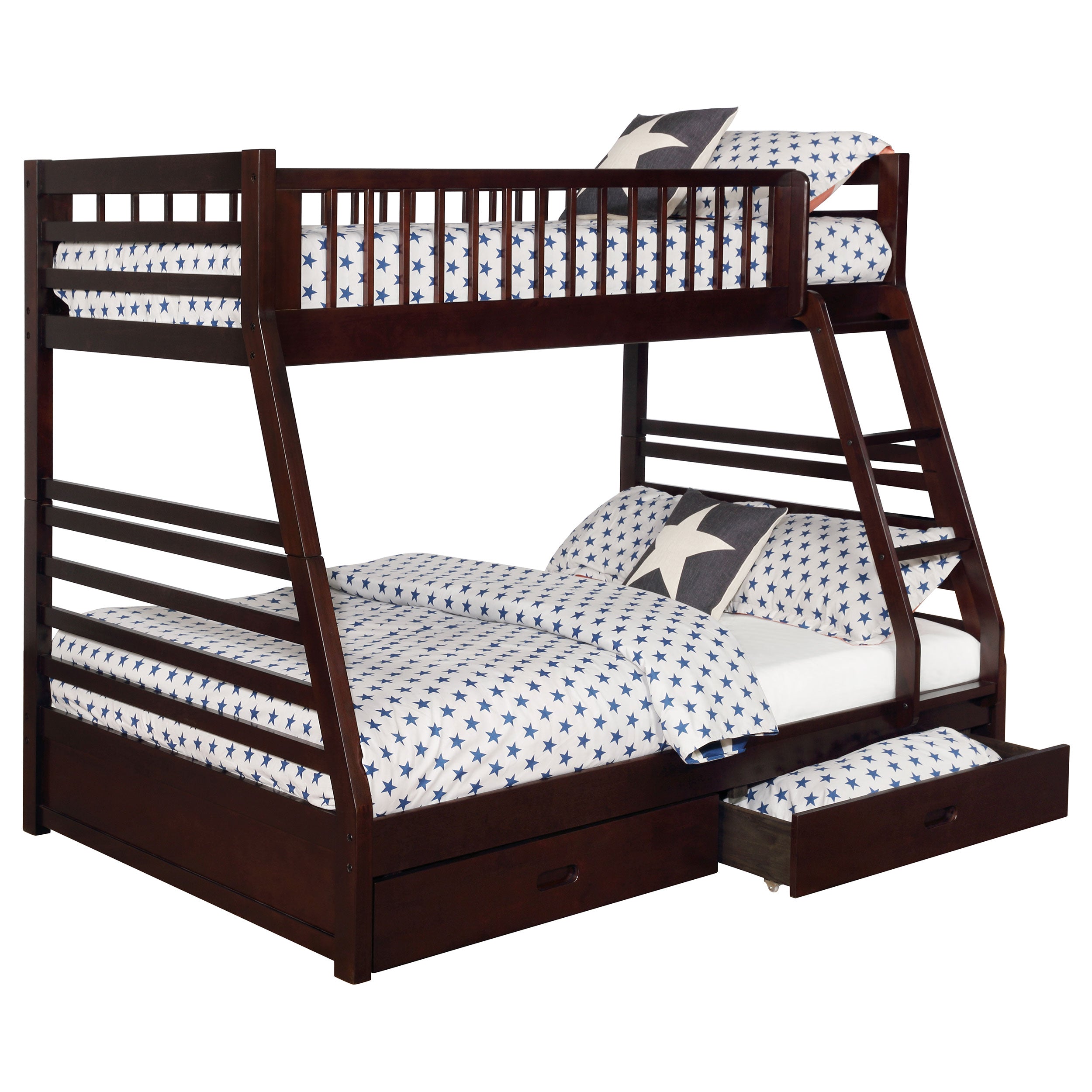 Ashton 2-drawer Wood Twin Over Full Bunk Bed Cappuccino — view 3