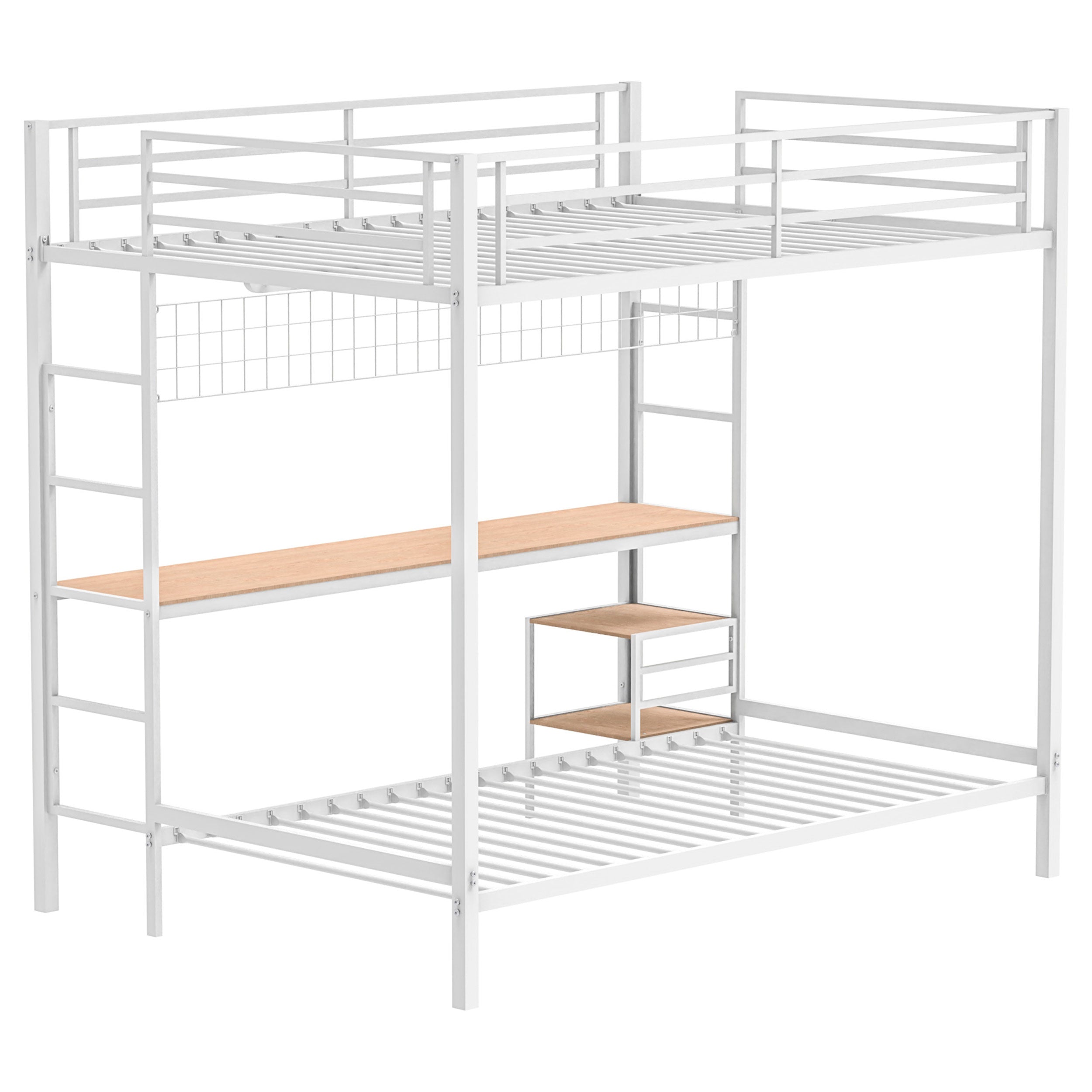 Bettoni Metal Full Over Twin Workstation Bunk Bed Matte White — view 6
