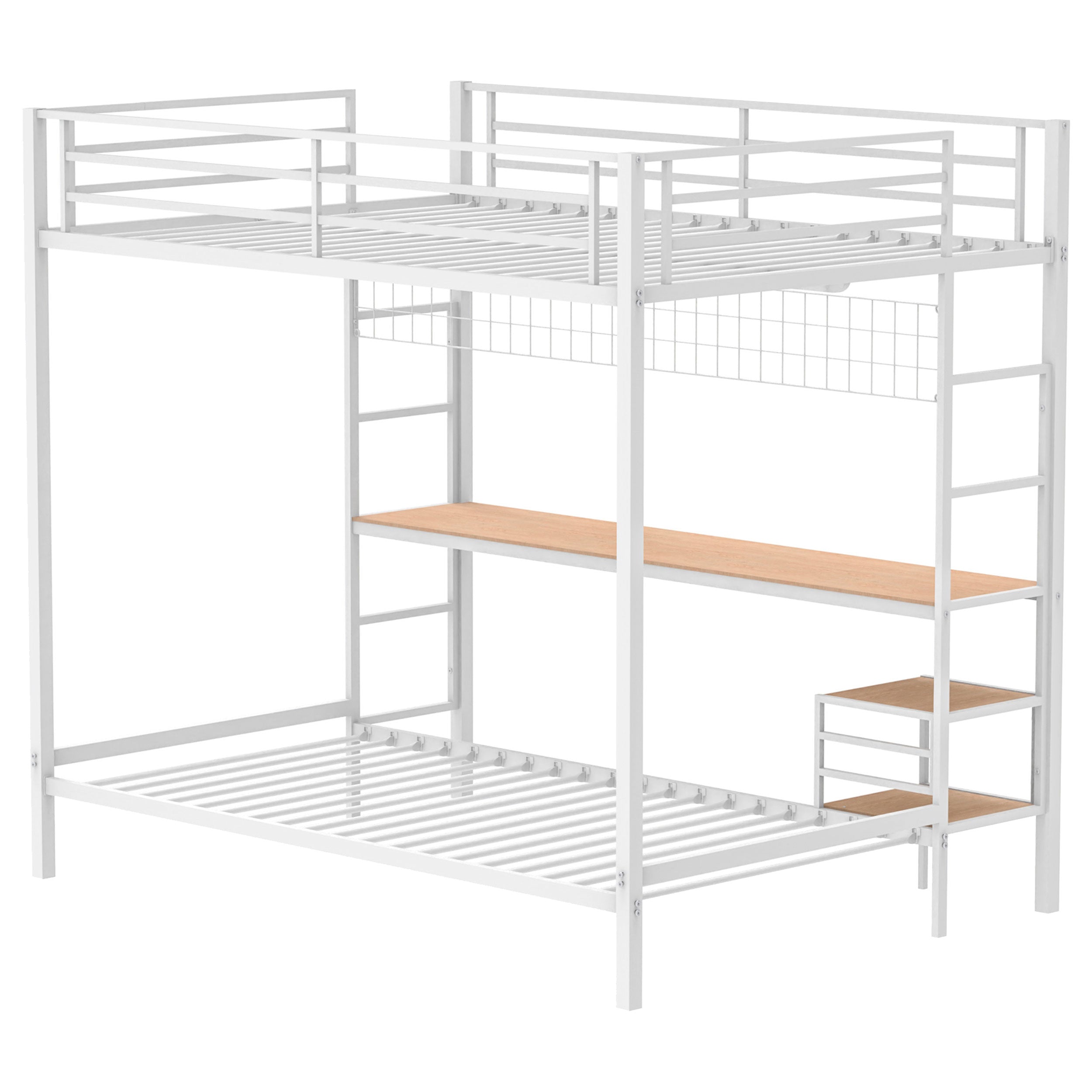 Bettoni Metal Full Over Twin Workstation Bunk Bed Matte White — view 8