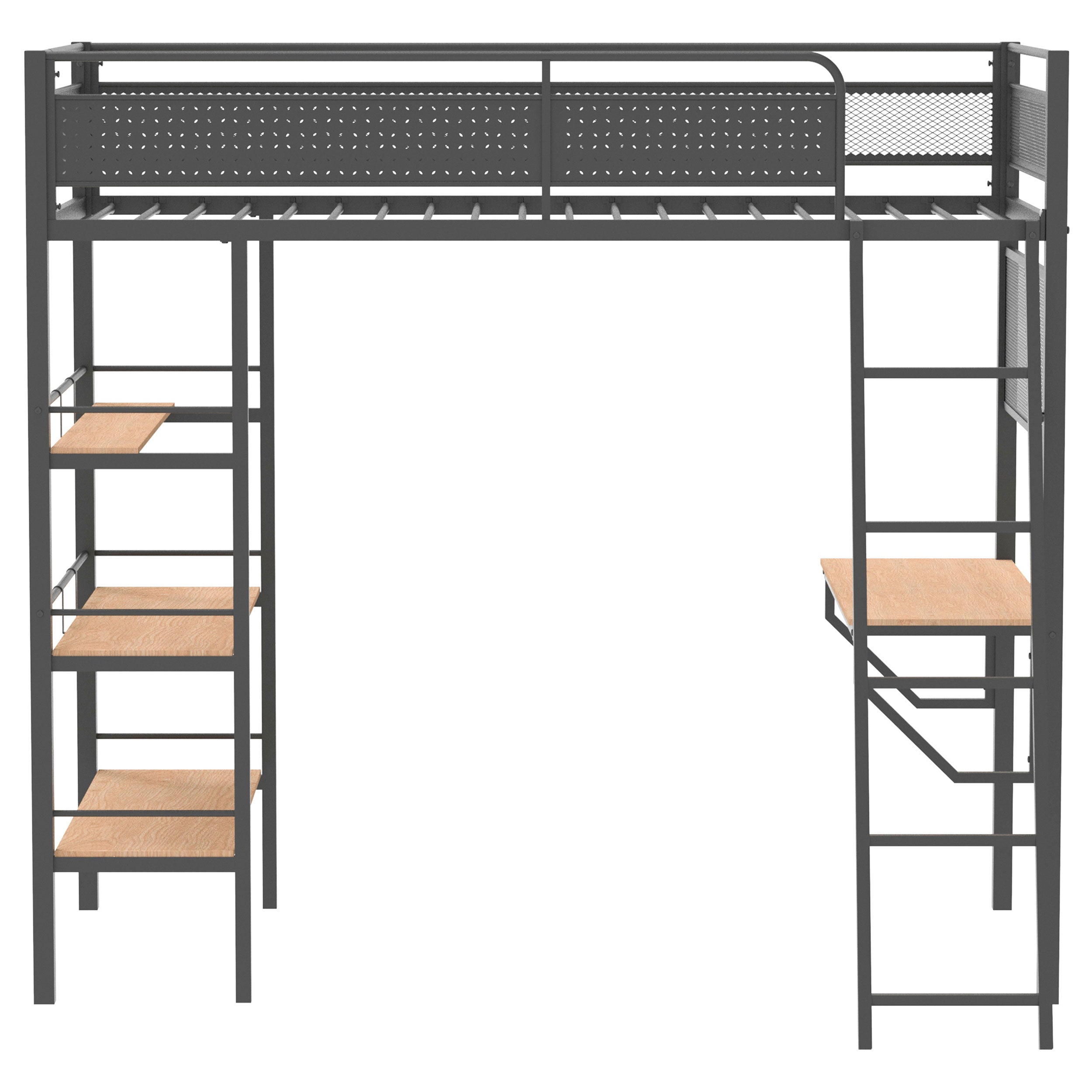 Campus 3-shelf Metal Twin Workstation Loft Bed Matte Black — view 4