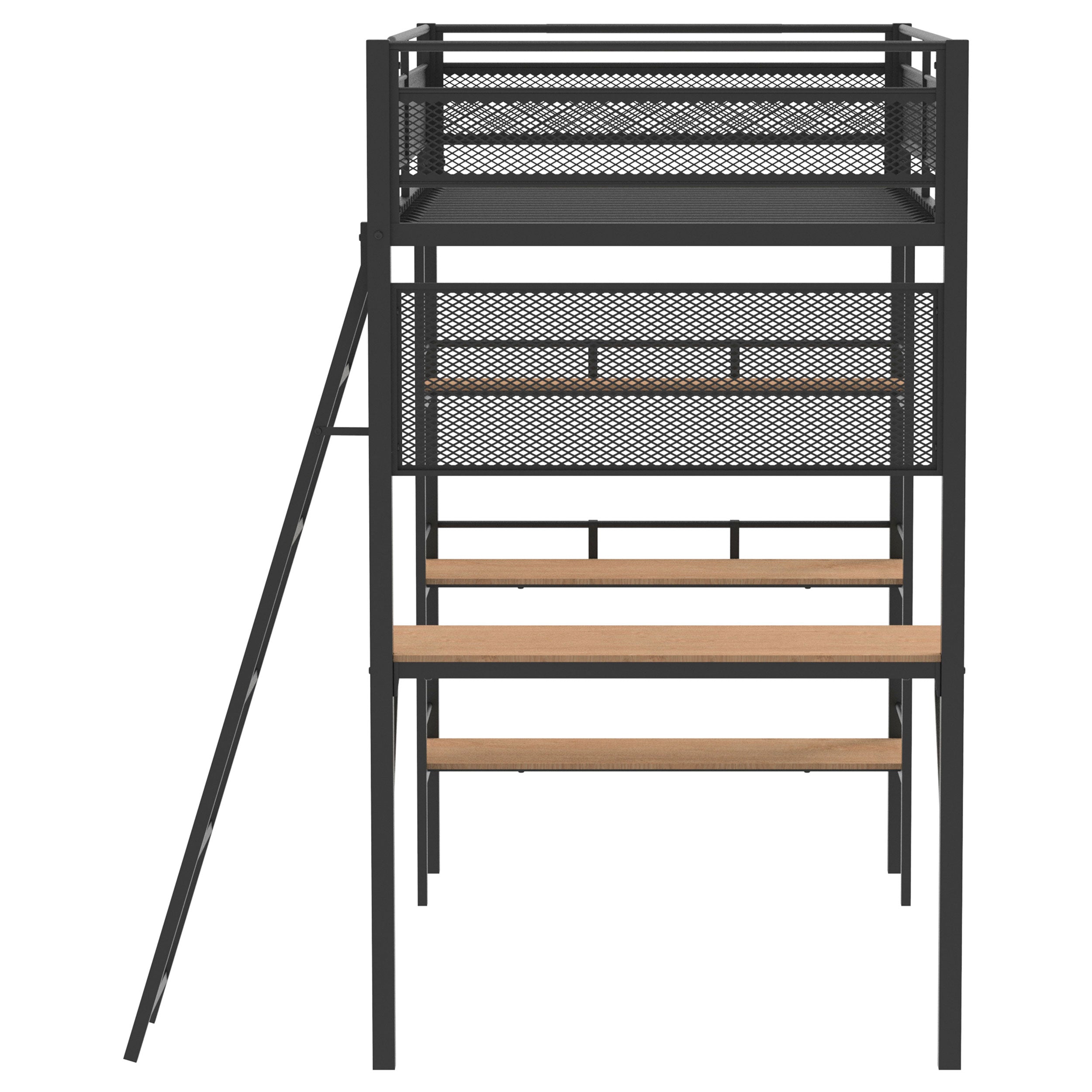 Campus 3-shelf Metal Twin Workstation Loft Bed Matte Black — view 6
