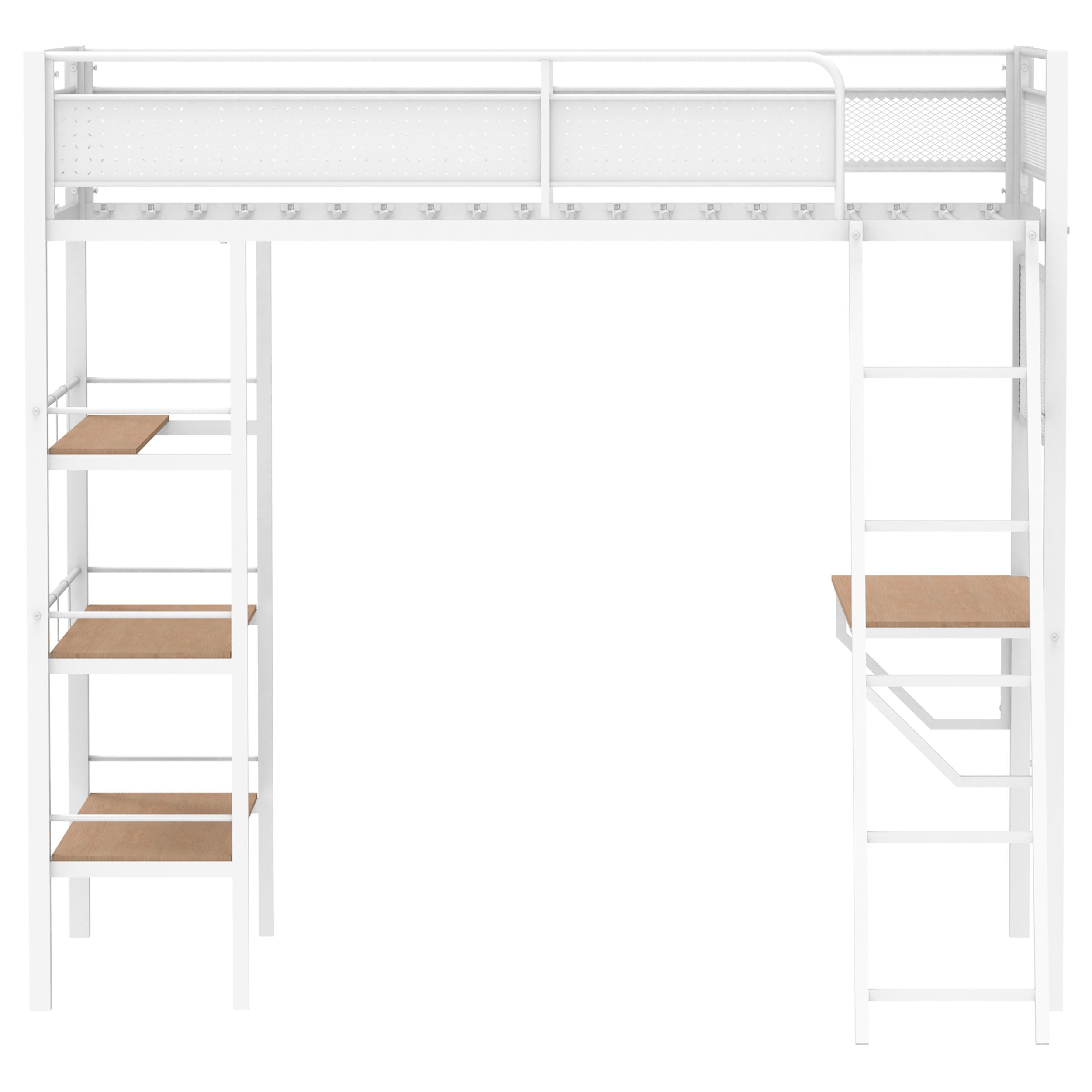 Campus 3-shelf Metal Twin Workstation Loft Bed Matte White — view 4
