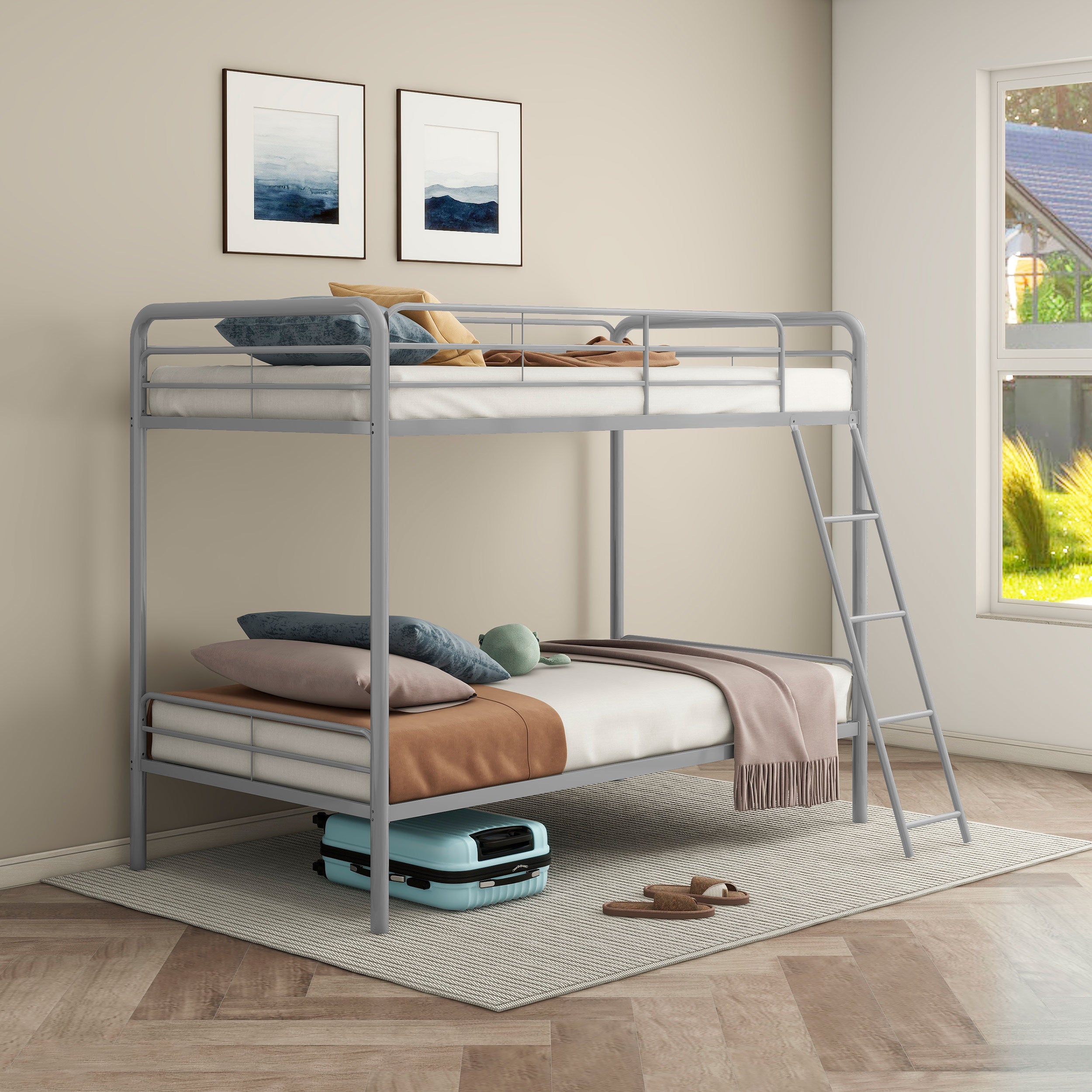 Carson Metal Twin Over Twin Bunk Bed Glossy Silver — view 2