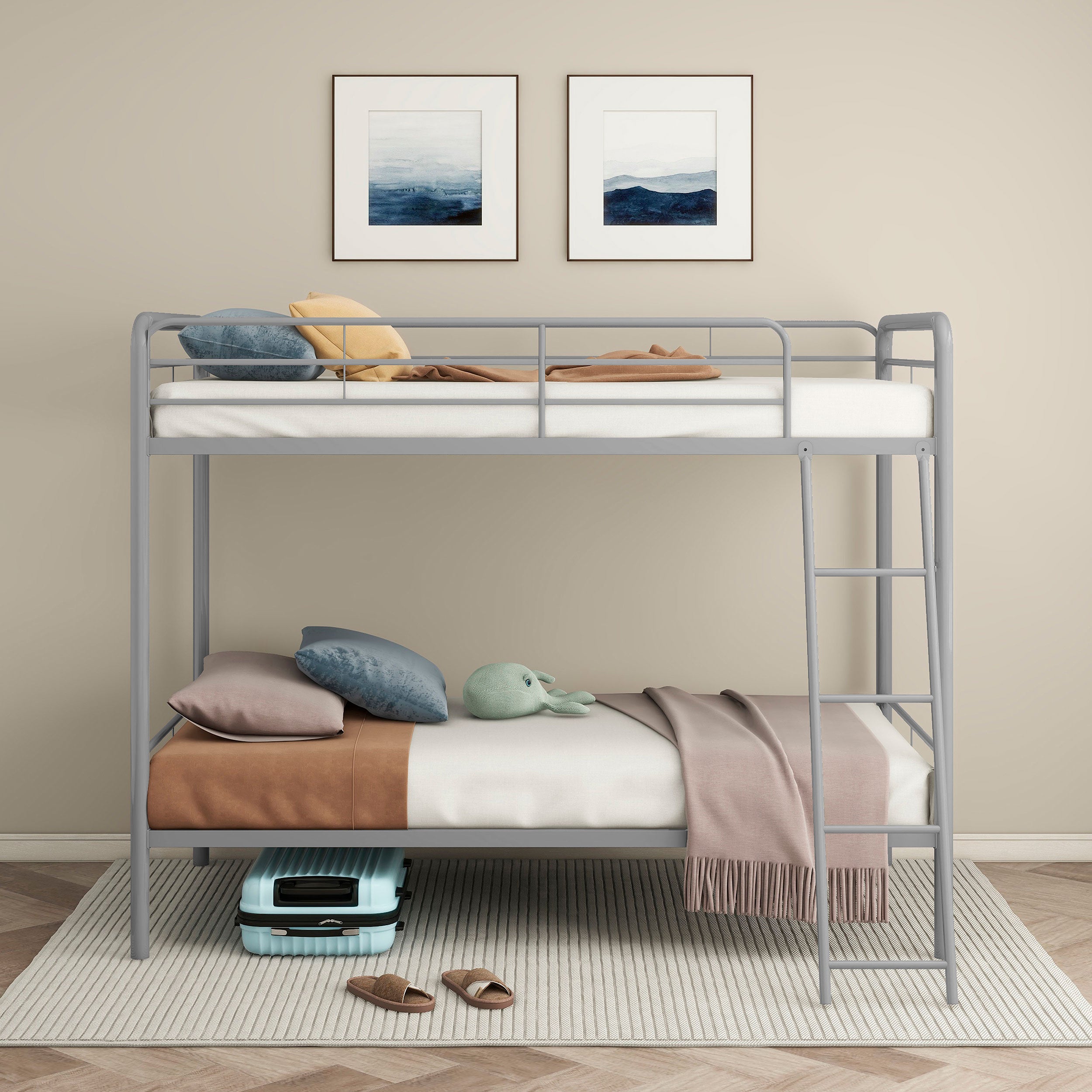 Carson Metal Twin Over Twin Bunk Bed Glossy Silver — view 3