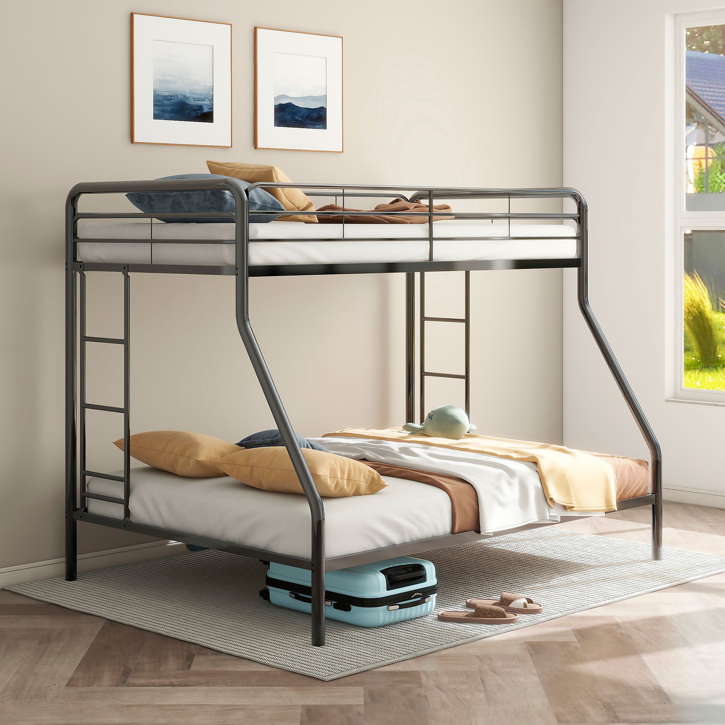 Carson Metal Twin Over Full Bunk Bed Glossy Black — view 2
