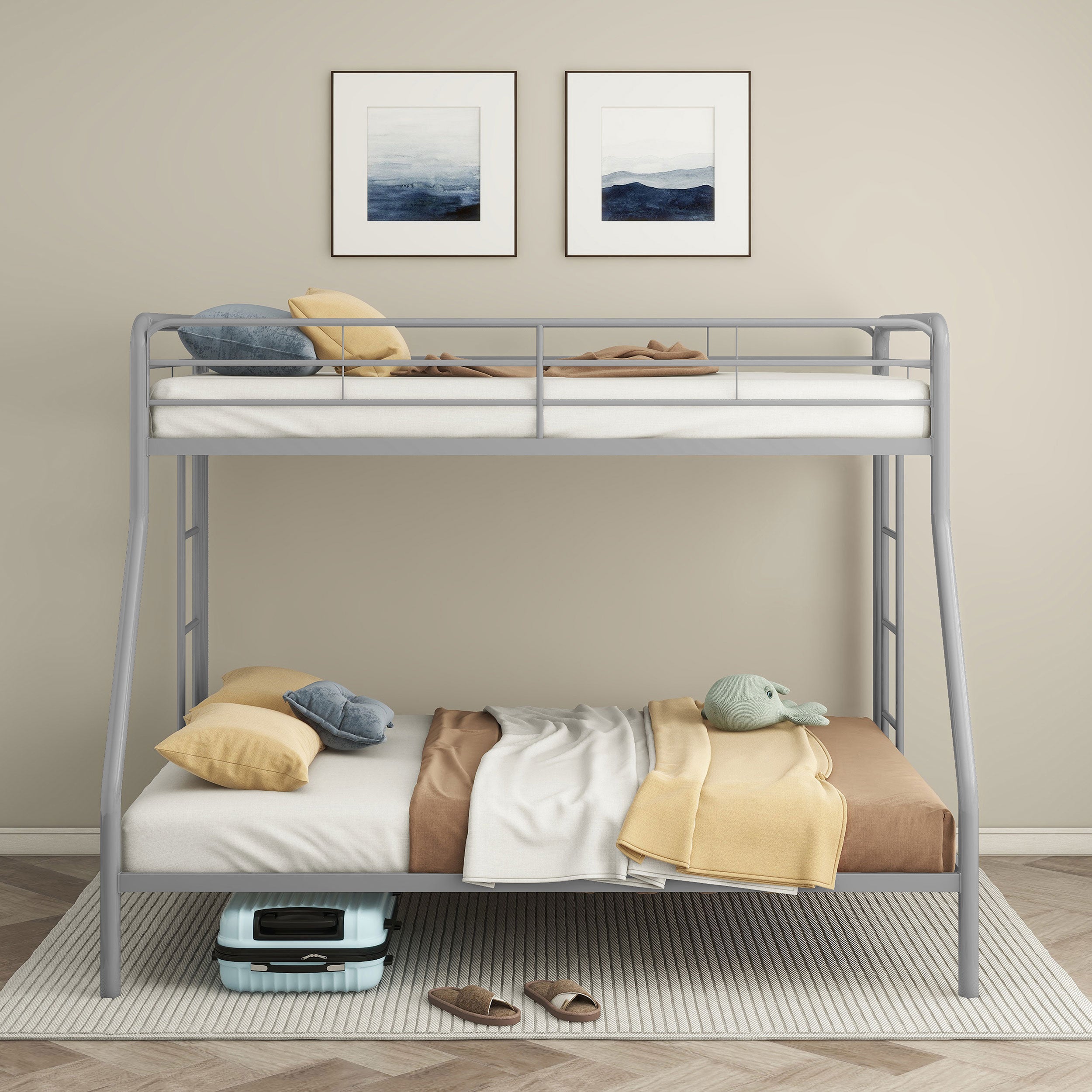 Carson Metal Twin Over Full Bunk Bed Glossy Silver — view 3