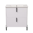 Bathroom Vanity With Ceramic Sink, Fluted Design