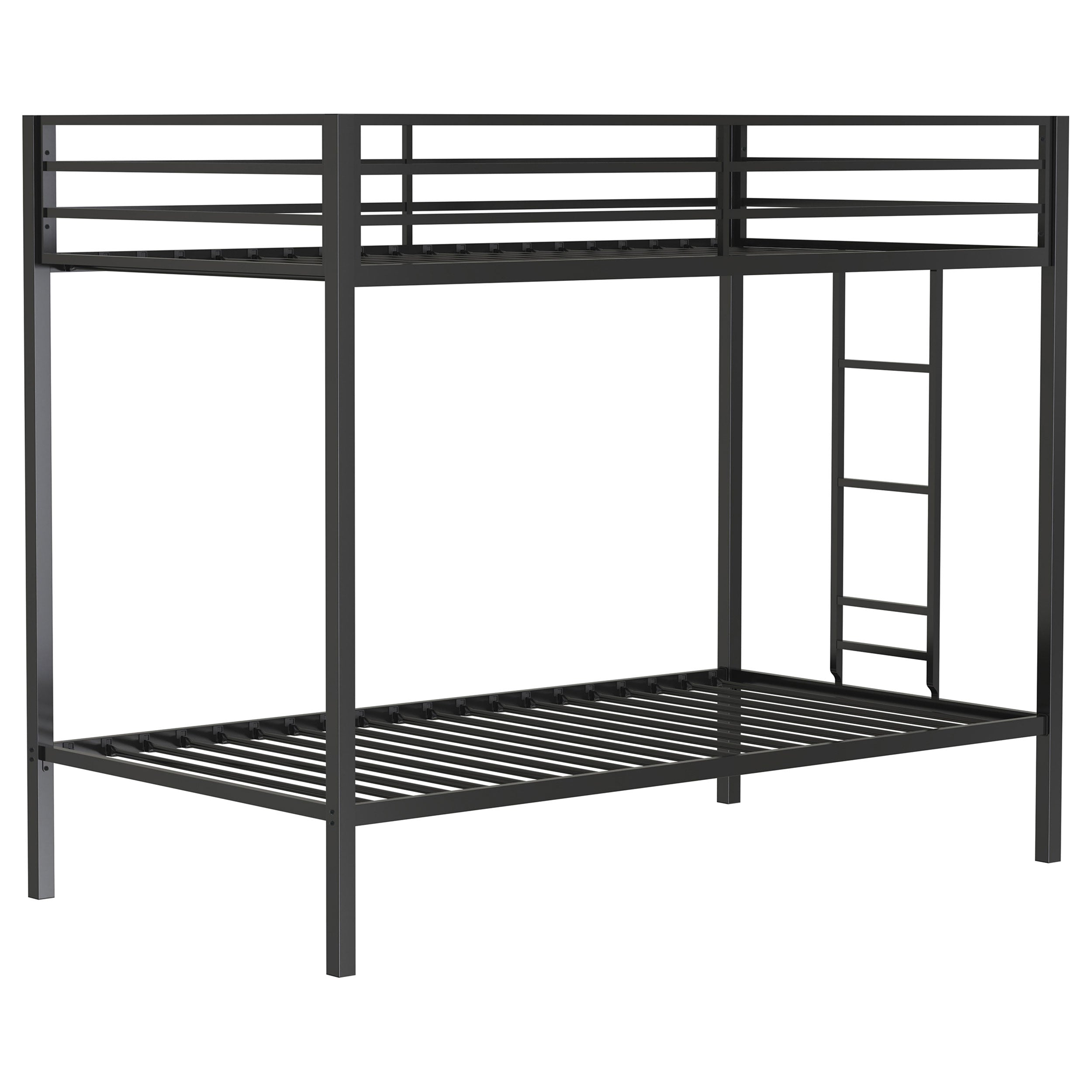 Alevera Metal Twin Over Twin Bunk Bed with Ladder Black — view 1