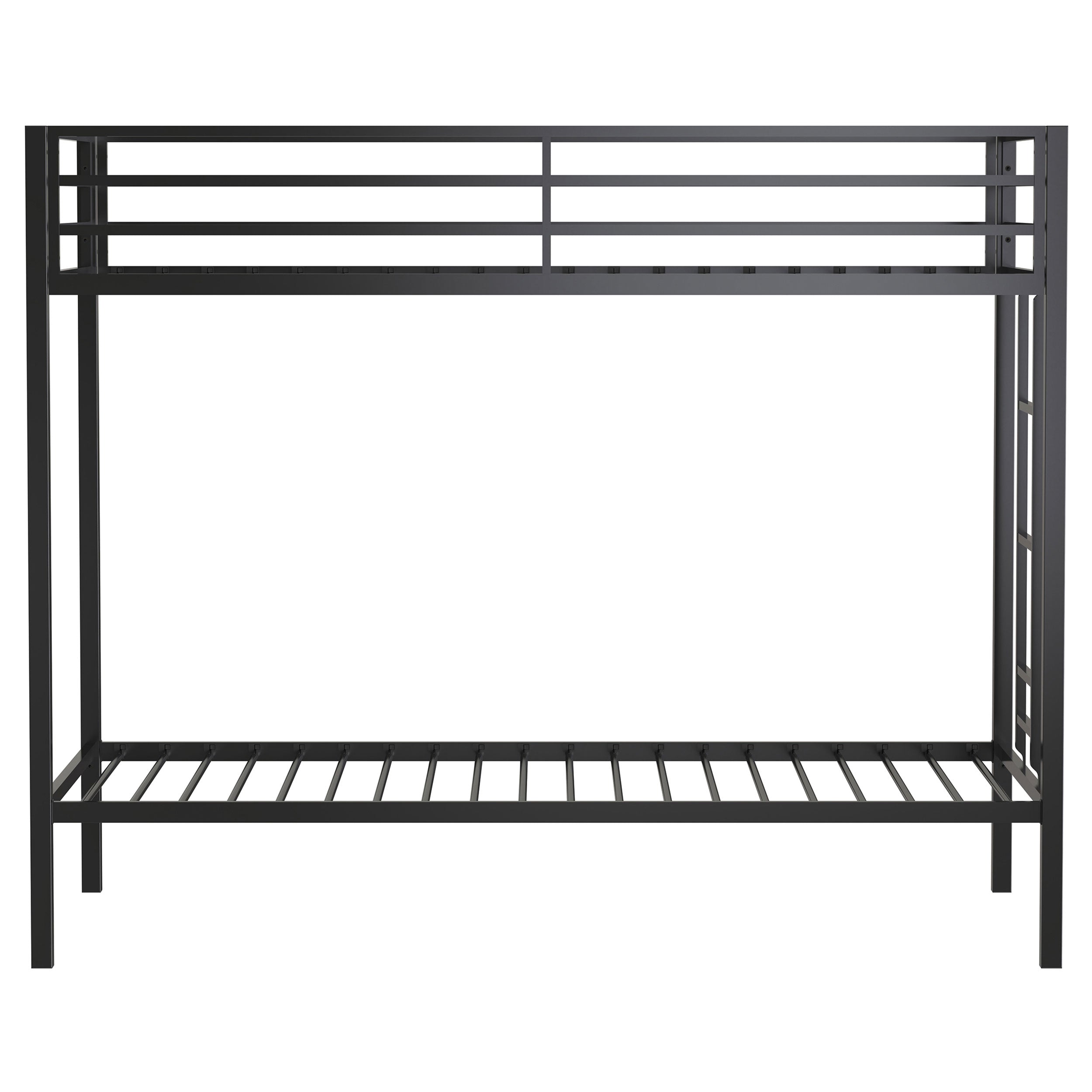 Alevera Metal Twin Over Twin Bunk Bed with Ladder Black — view 4