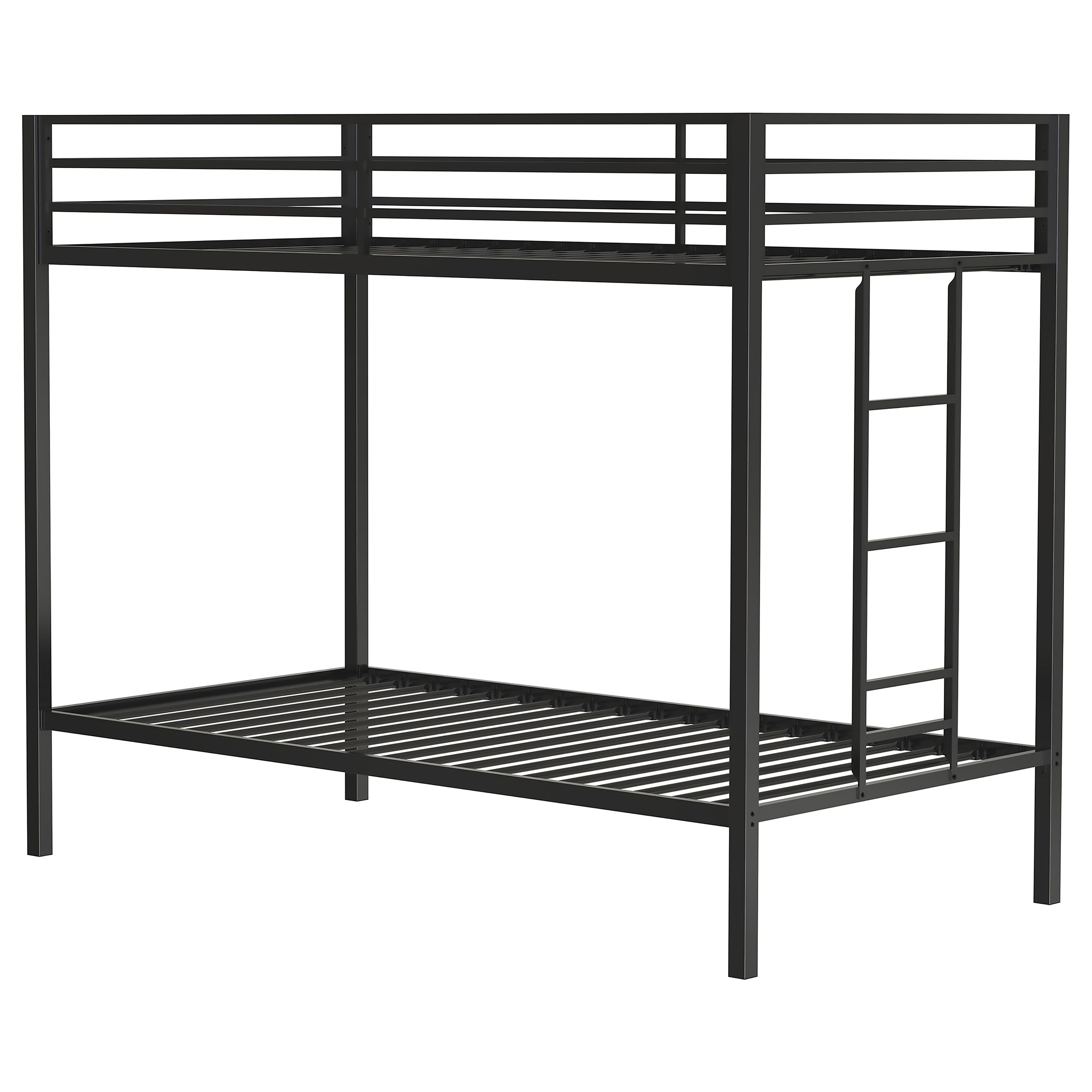 Alevera Metal Twin Over Twin Bunk Bed with Ladder Black — view 5