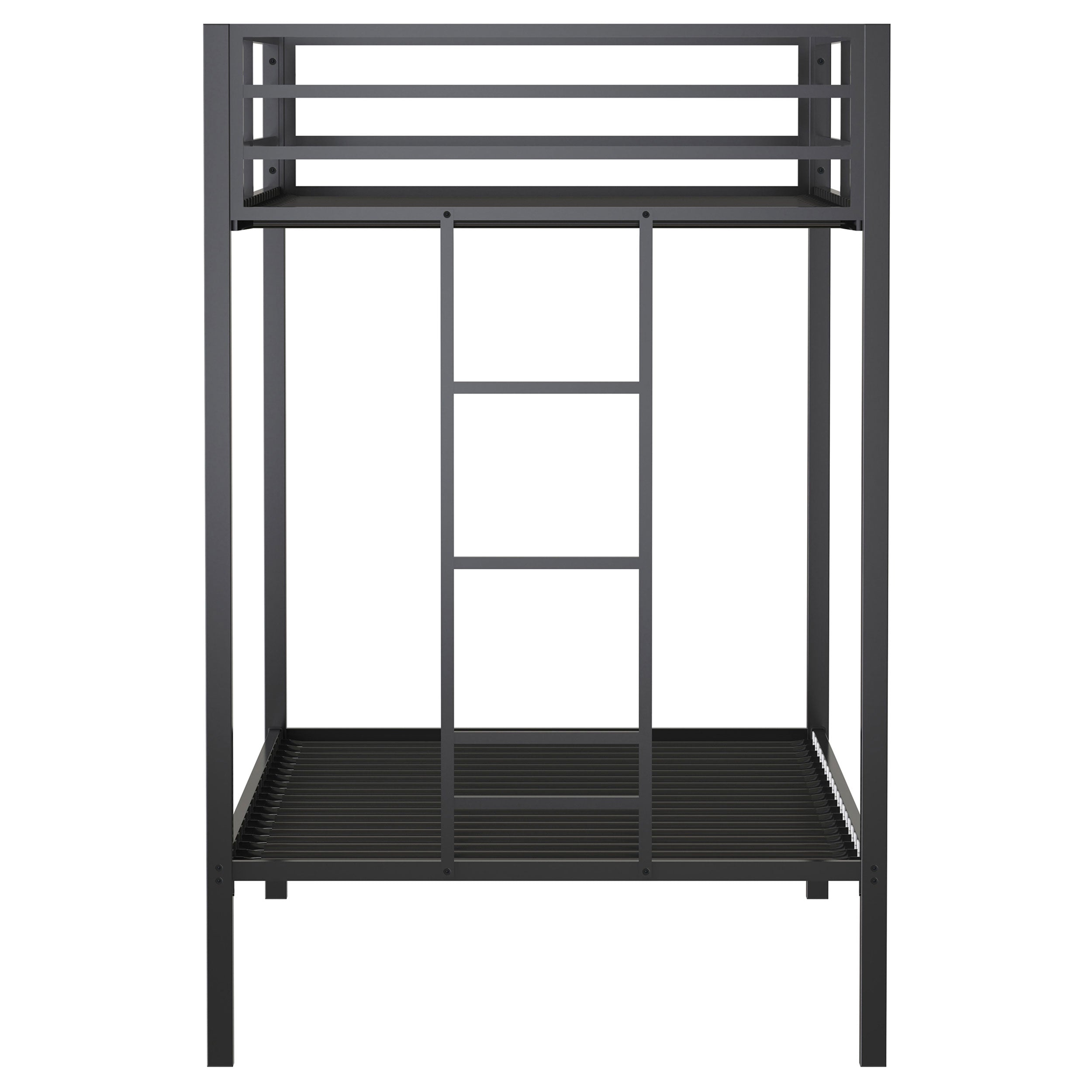 Alevera Metal Twin Over Twin Bunk Bed with Ladder Black — view 6