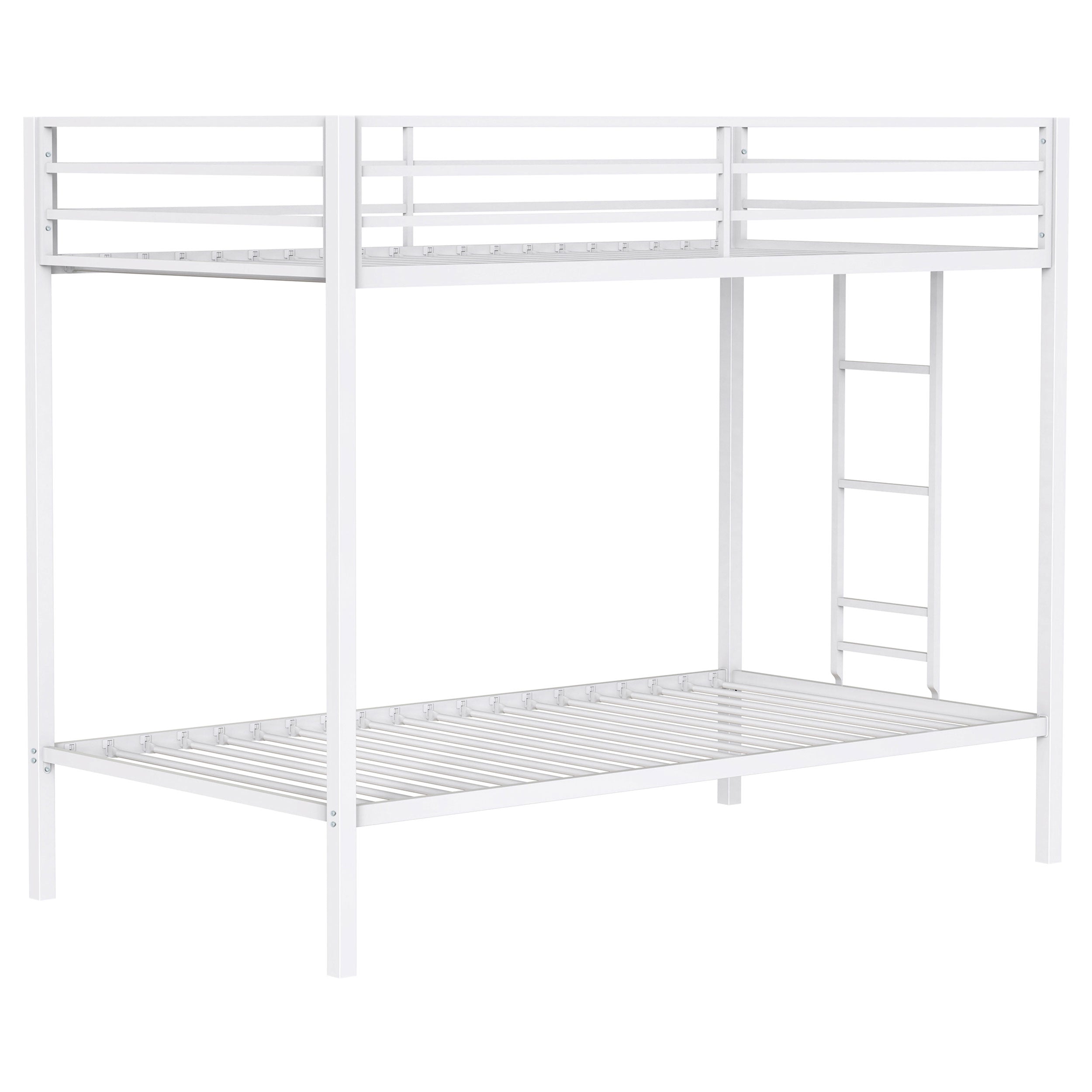 Alevera Metal Twin Over Twin Bunk Bed with Ladder White — view 1