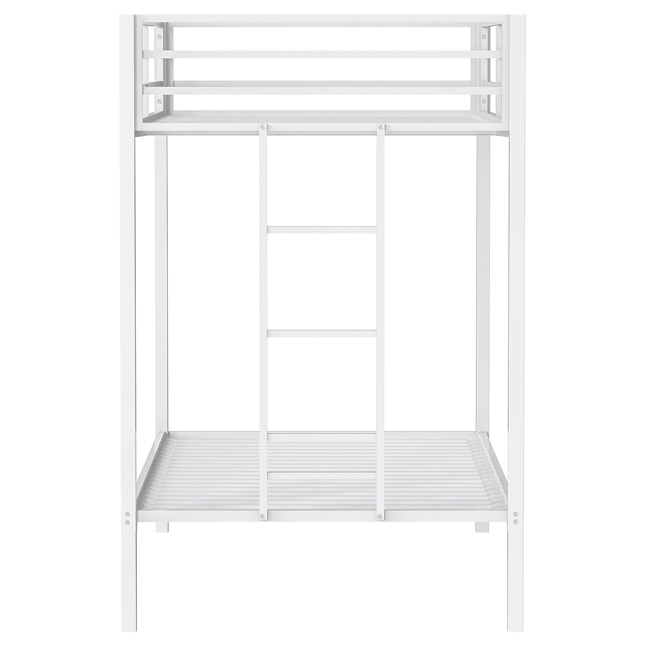 Alevera Metal Twin Over Twin Bunk Bed with Ladder White — view 6