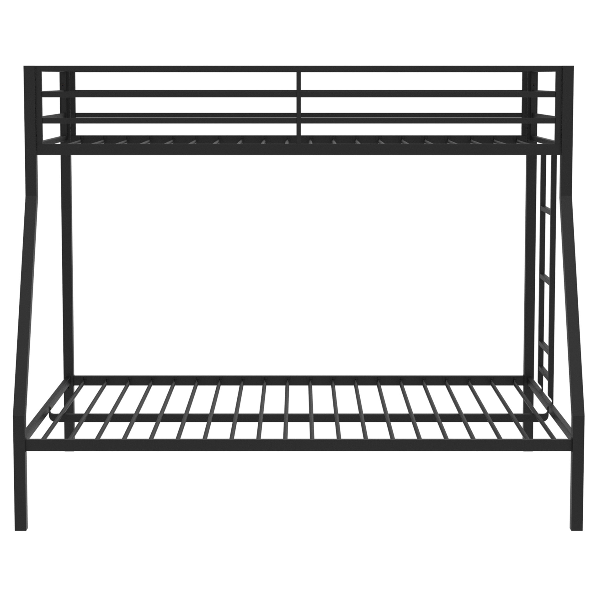 Alevera Metal Twin Over Full Bunk Bed with Ladder Black — view 4
