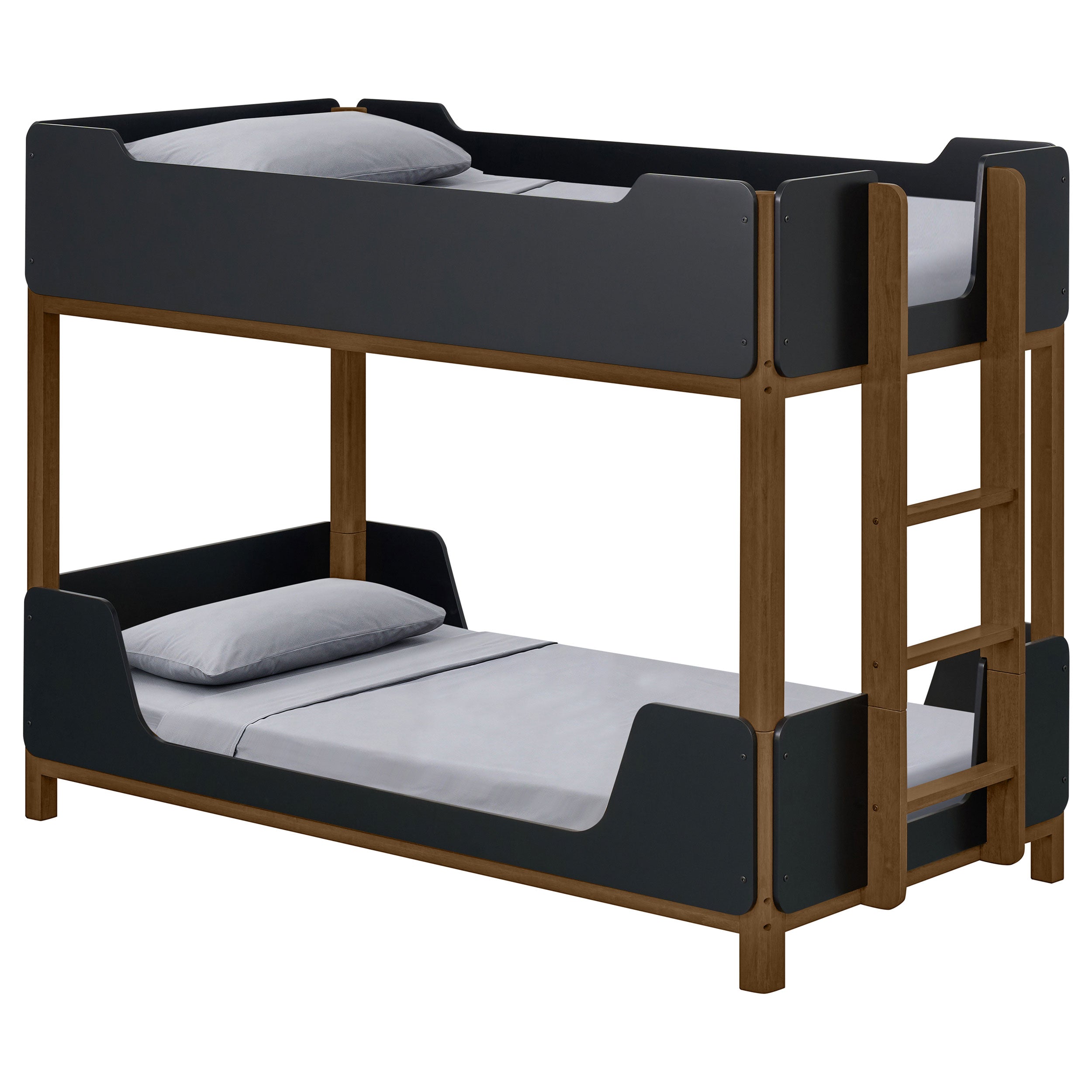 Morris Twin Over Twin Wood Bunk Bed Black and Walnut — view 3
