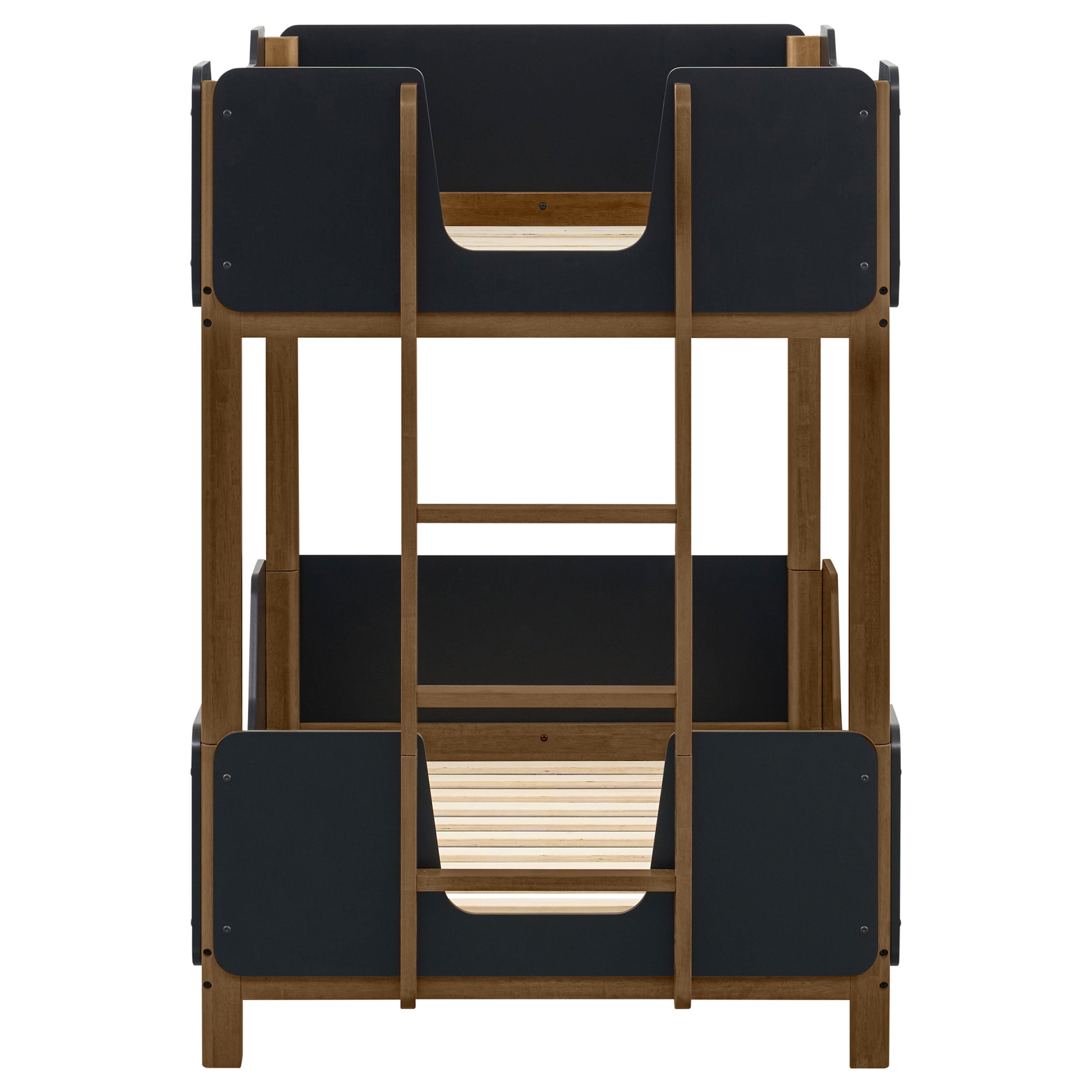 Morris Twin Over Twin Wood Bunk Bed Black and Walnut — view 6