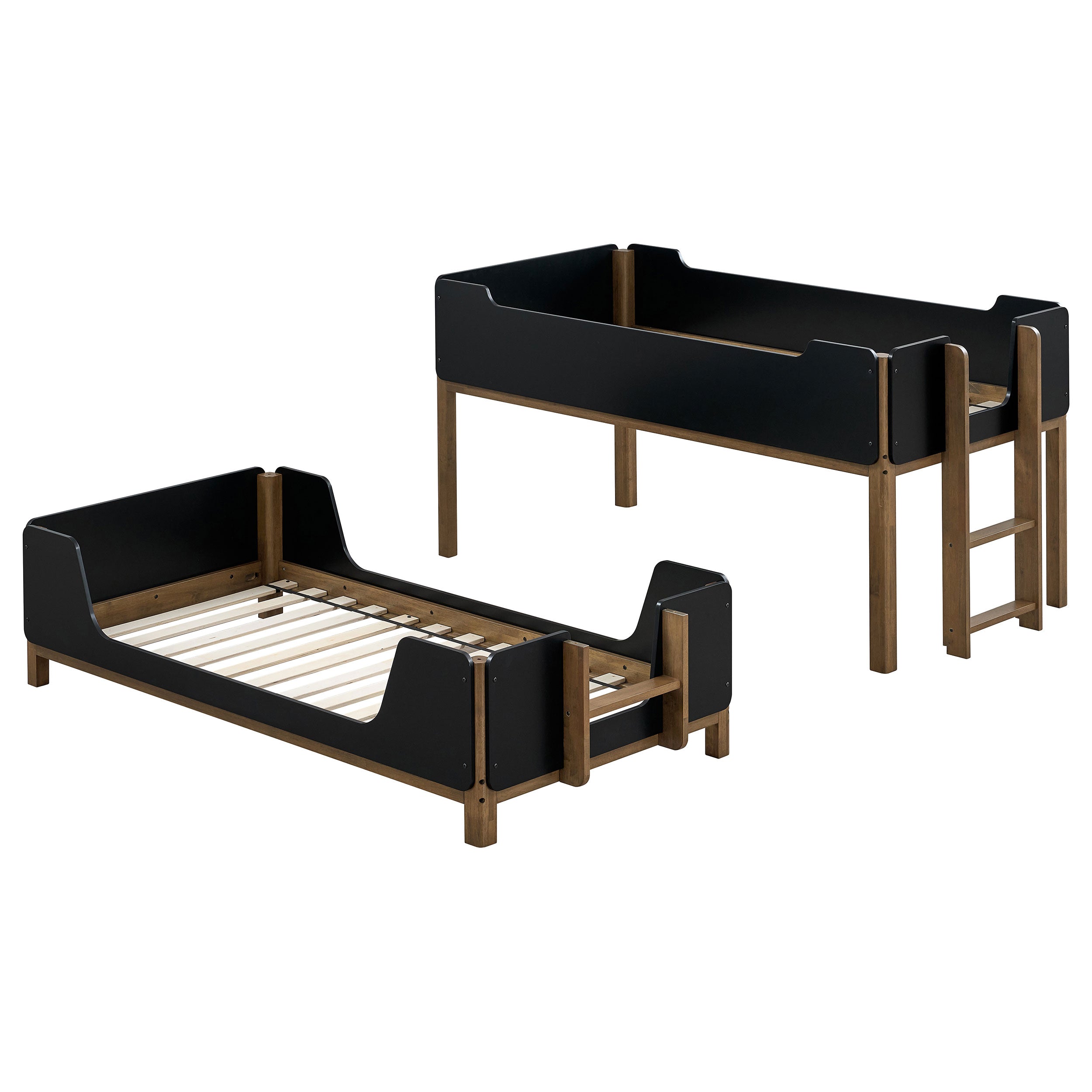 Morris Twin Over Twin Wood Bunk Bed Black and Walnut — view 7