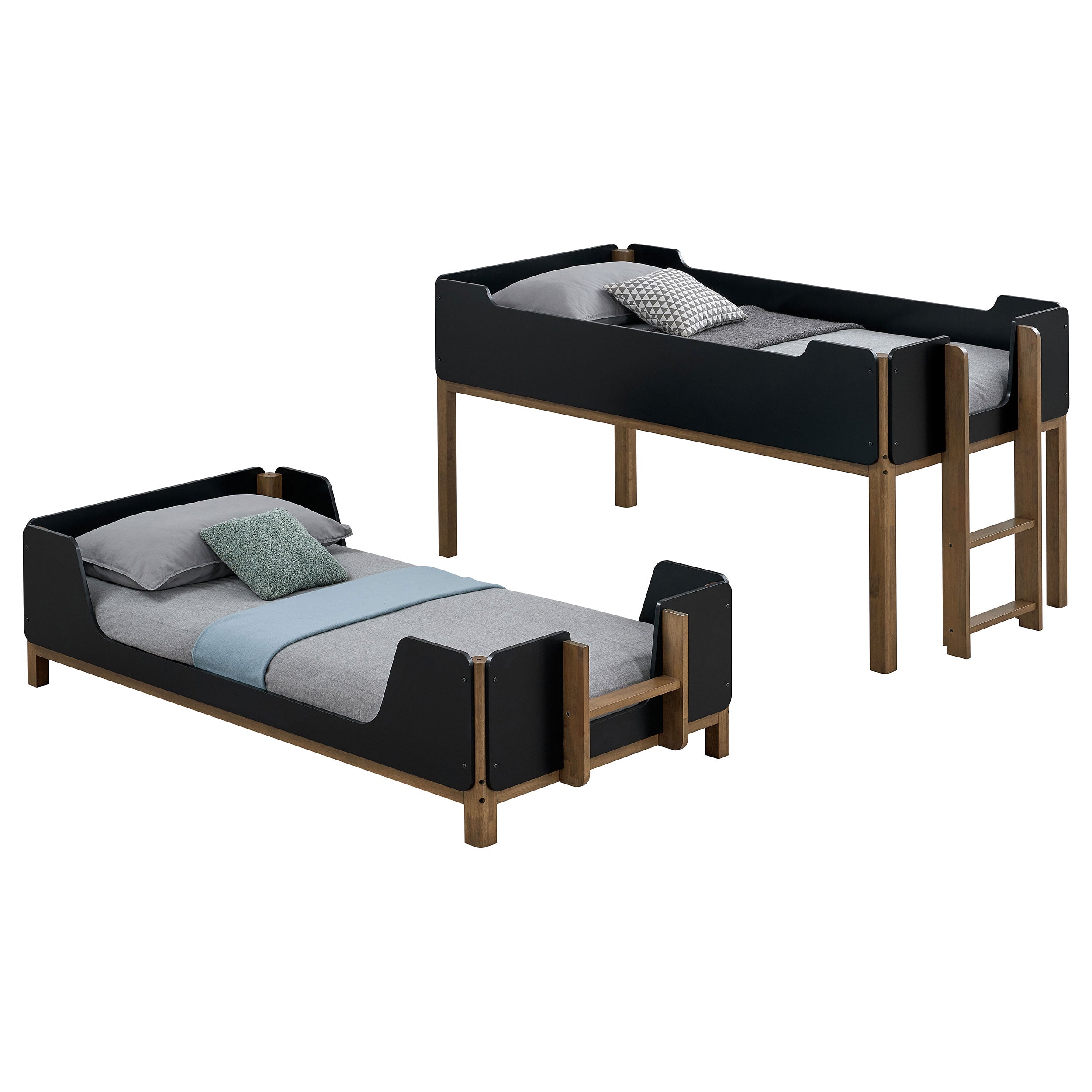 Morris Twin Over Twin Wood Bunk Bed Black and Walnut — view 8