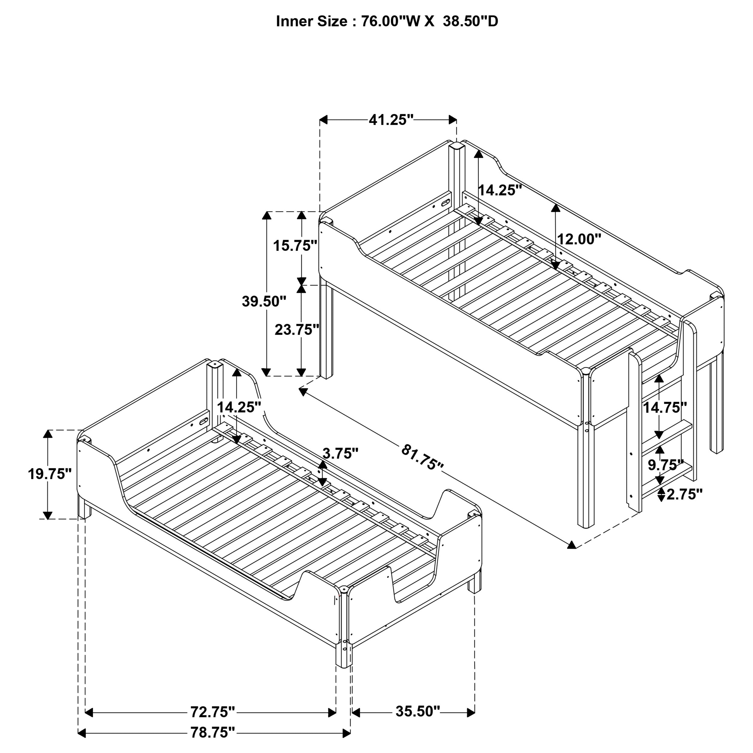 Morris Twin Over Twin Wood Bunk Bed Black and Walnut — view 13