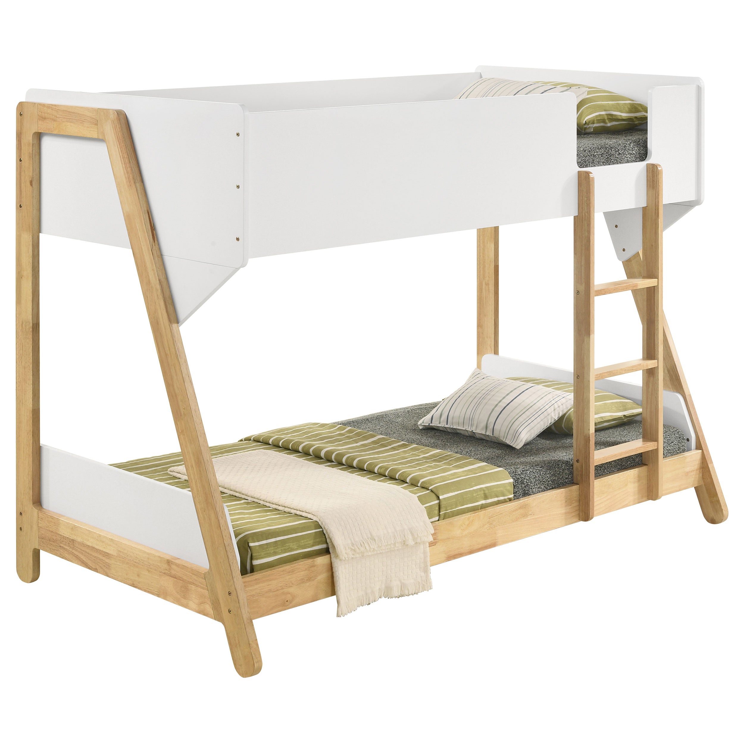 Wyatt Wood Twin Over Twin Bunk Bed White and Natural  — view 3