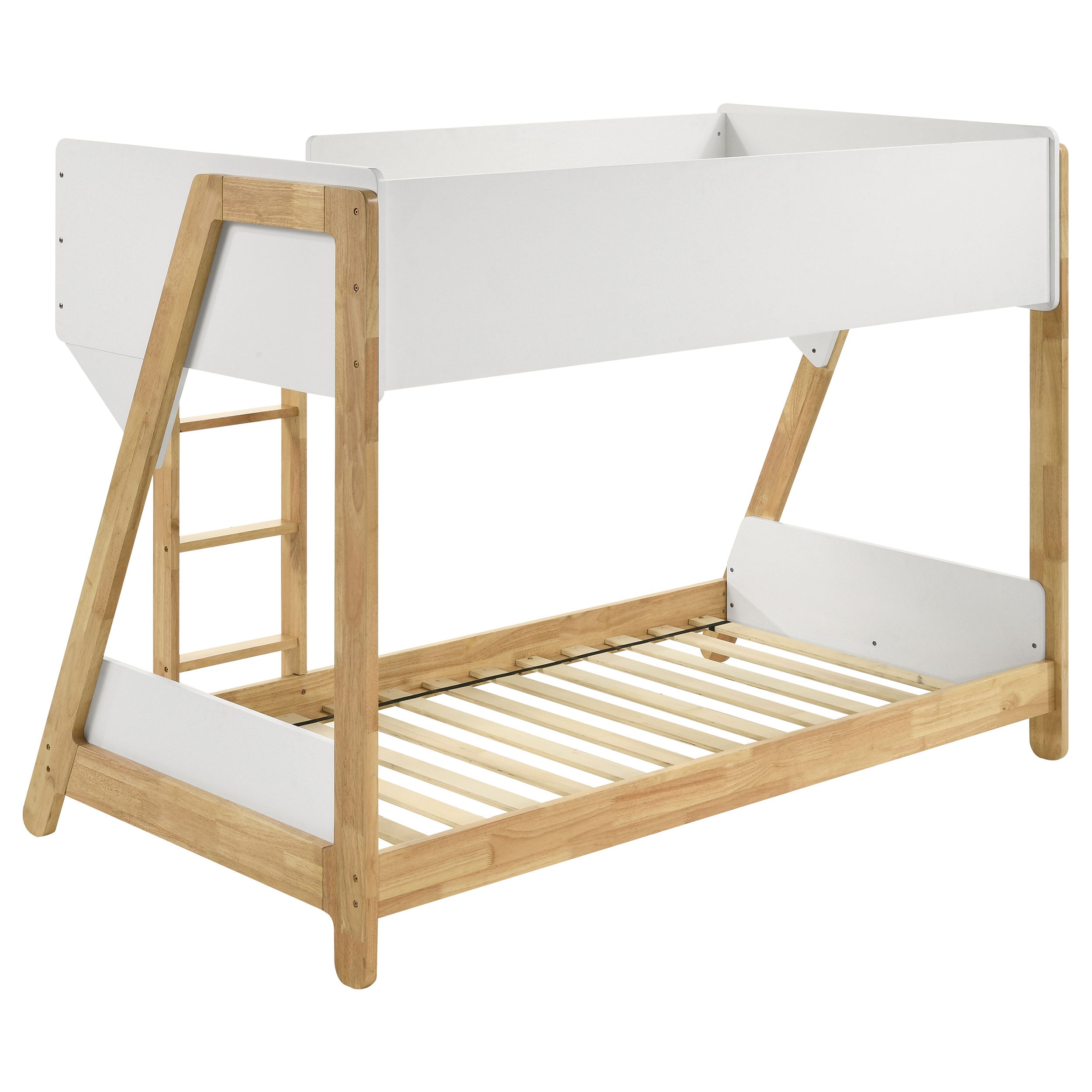 Wyatt Wood Twin Over Twin Bunk Bed White and Natural  — view 5