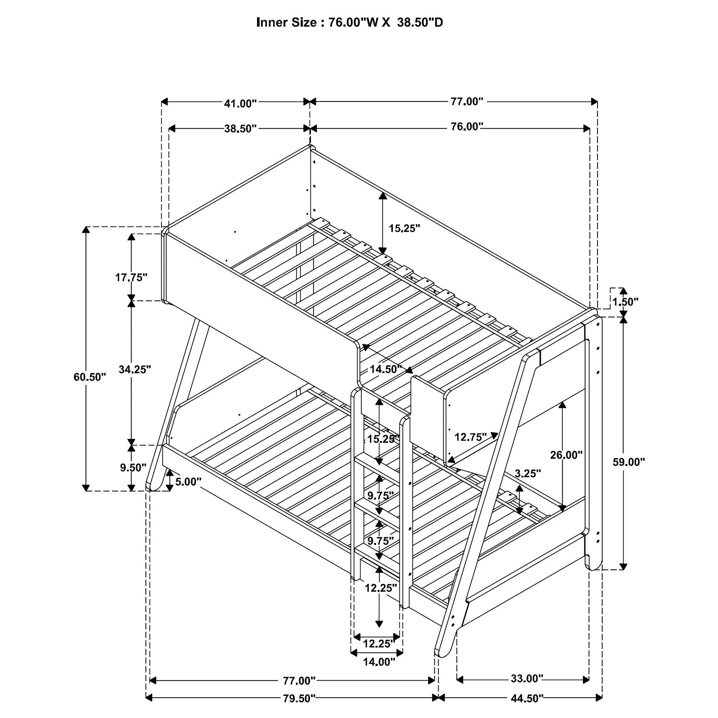 Wyatt Wood Twin Over Twin Bunk Bed White and Natural  — view 10