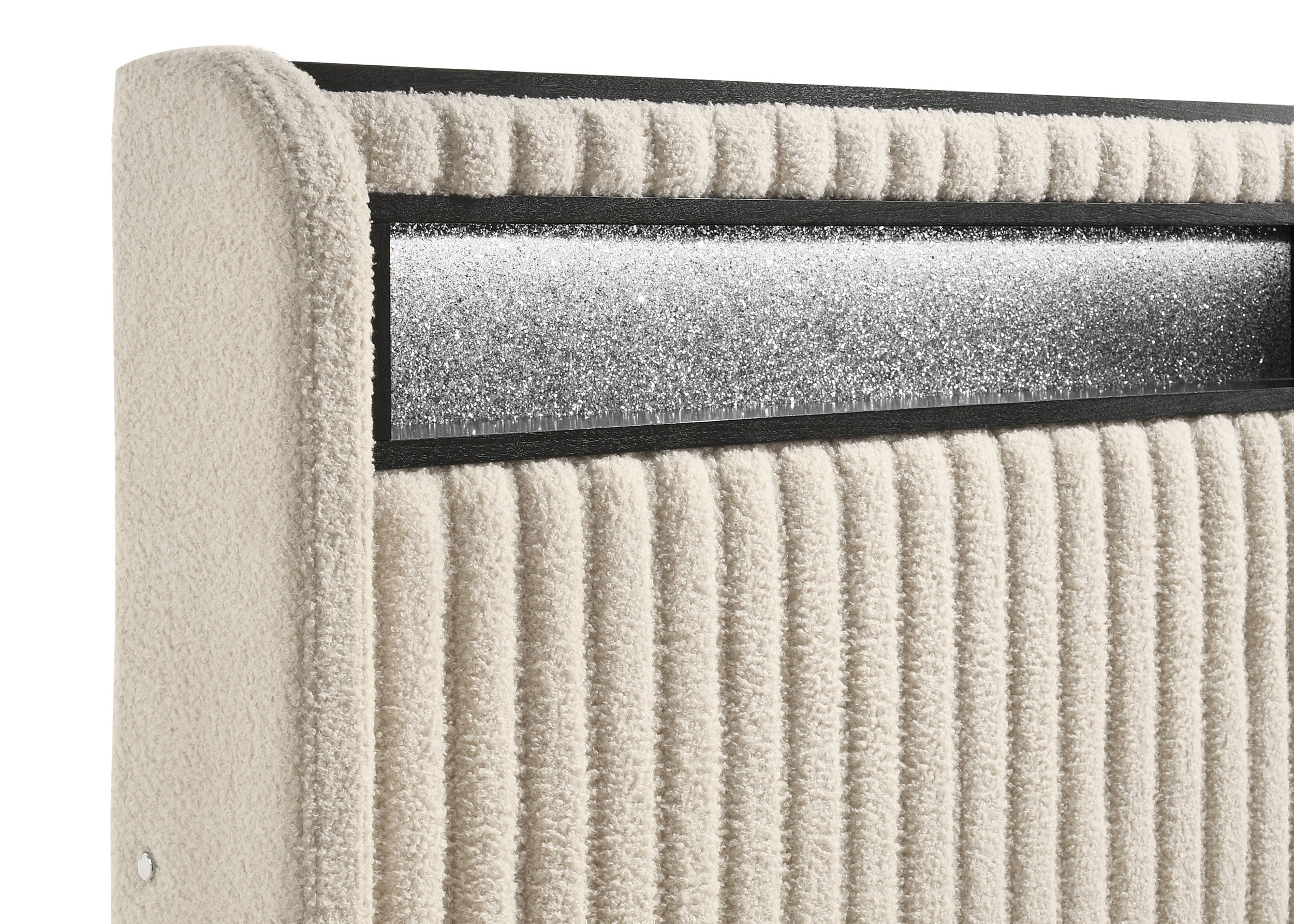 Madison Upholstered LED Full Storage Platform Bed Cream — view 7