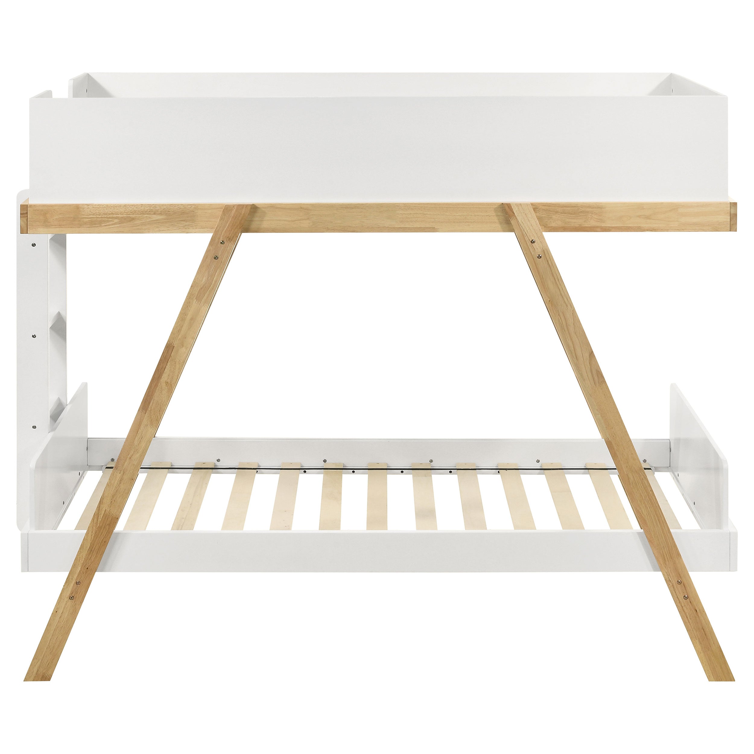 Frankie Wood Twin Over Twin Bunk Bed White and Natural — view 3
