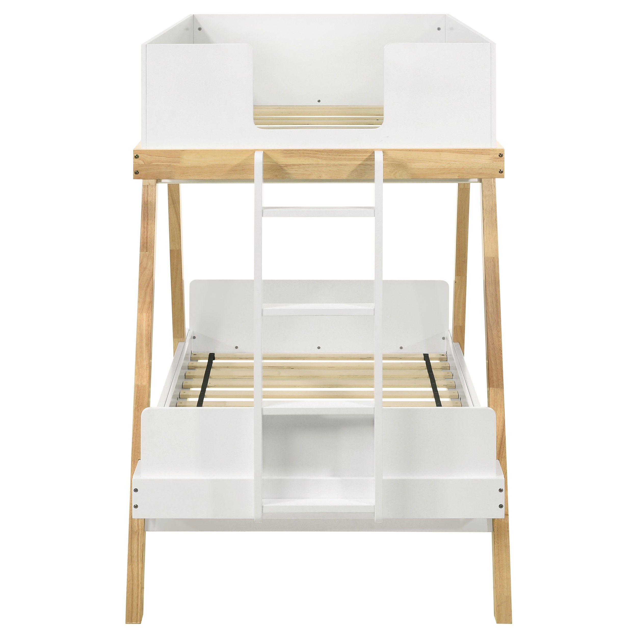 Frankie Wood Twin Over Twin Bunk Bed White and Natural — view 4