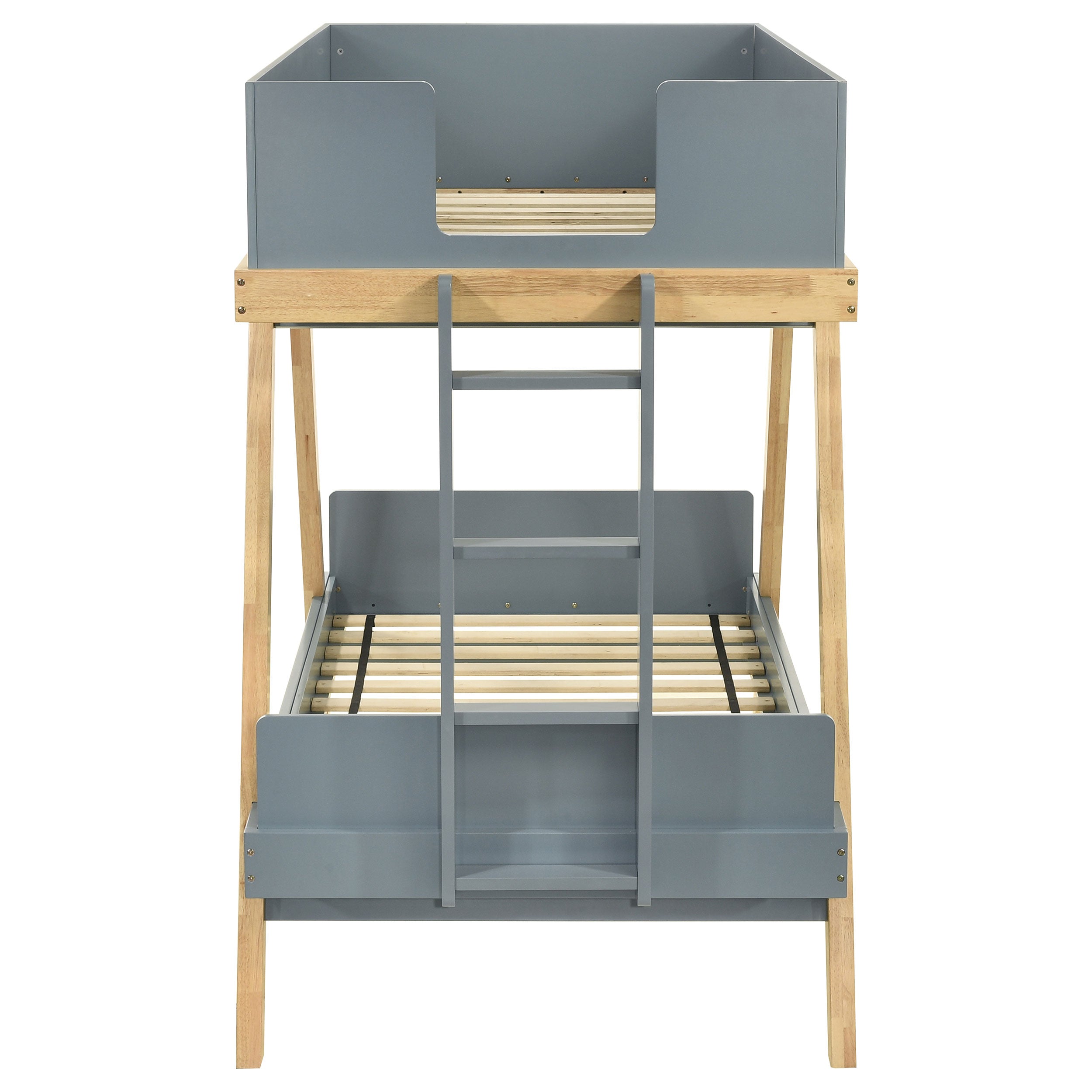 Frankie Wood Twin Over Twin Bunk Bed Blue and Natural — view 4