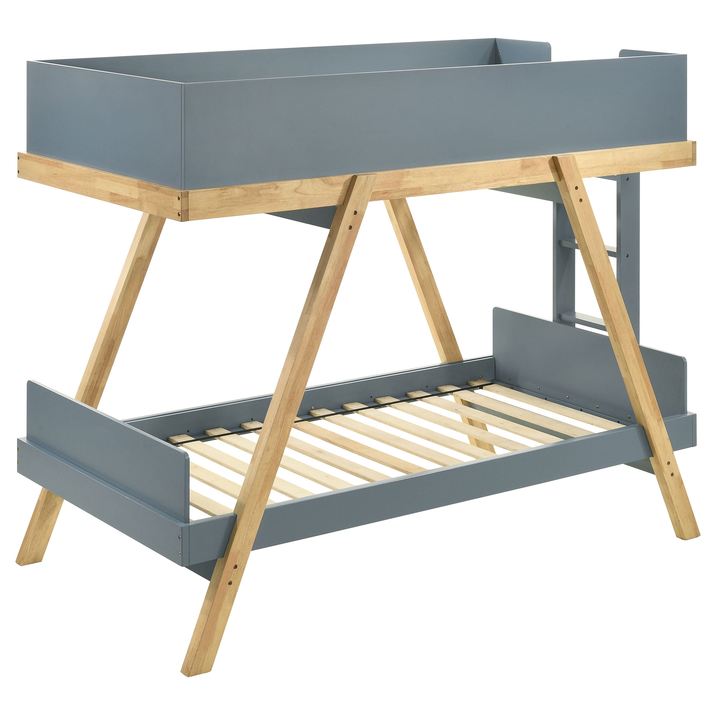Frankie Wood Twin Over Twin Bunk Bed Blue and Natural — view 5