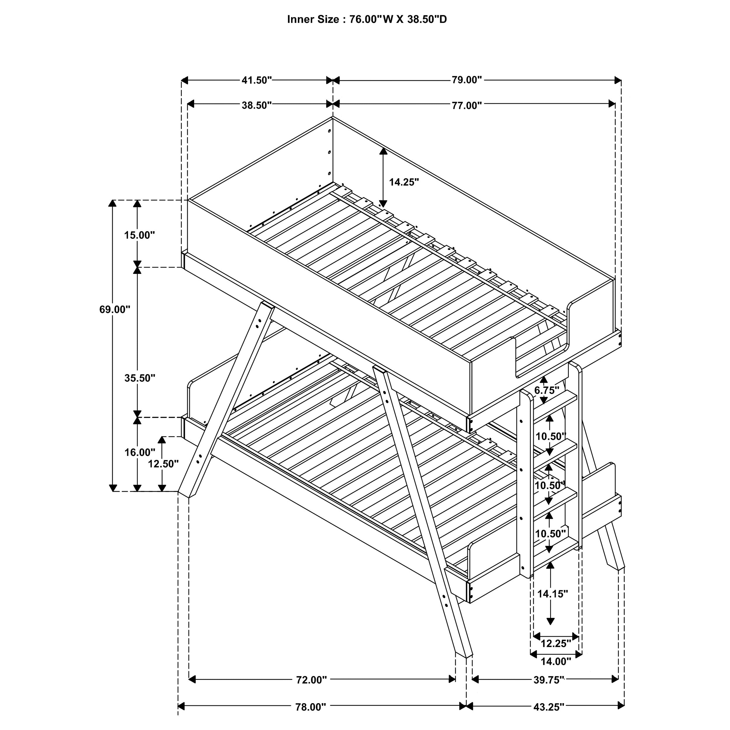 Frankie Wood Twin Over Twin Bunk Bed Blue and Natural — view 9