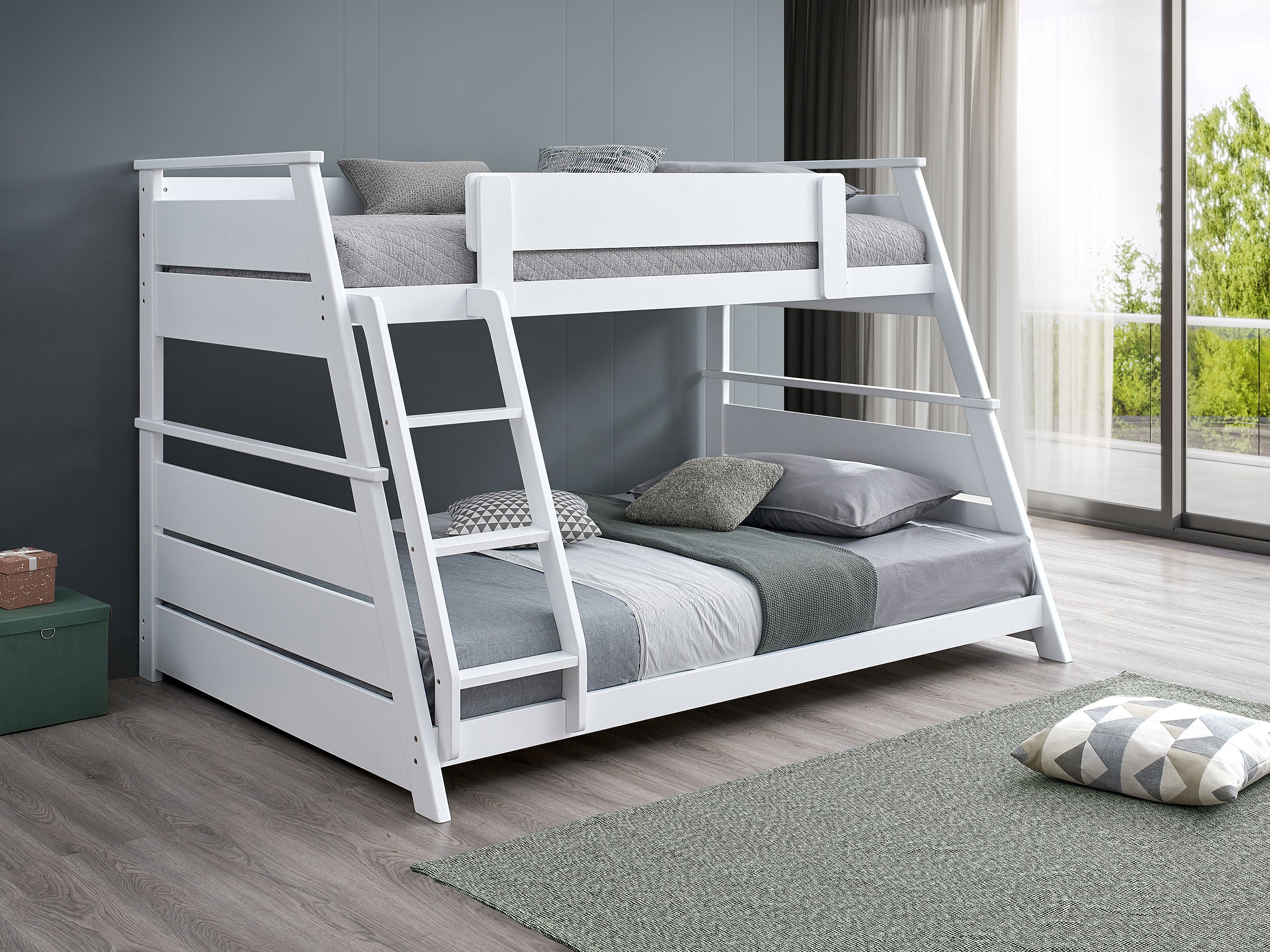 Holden Wood Veneer Twin Over Full Bunk Bed White — view 2