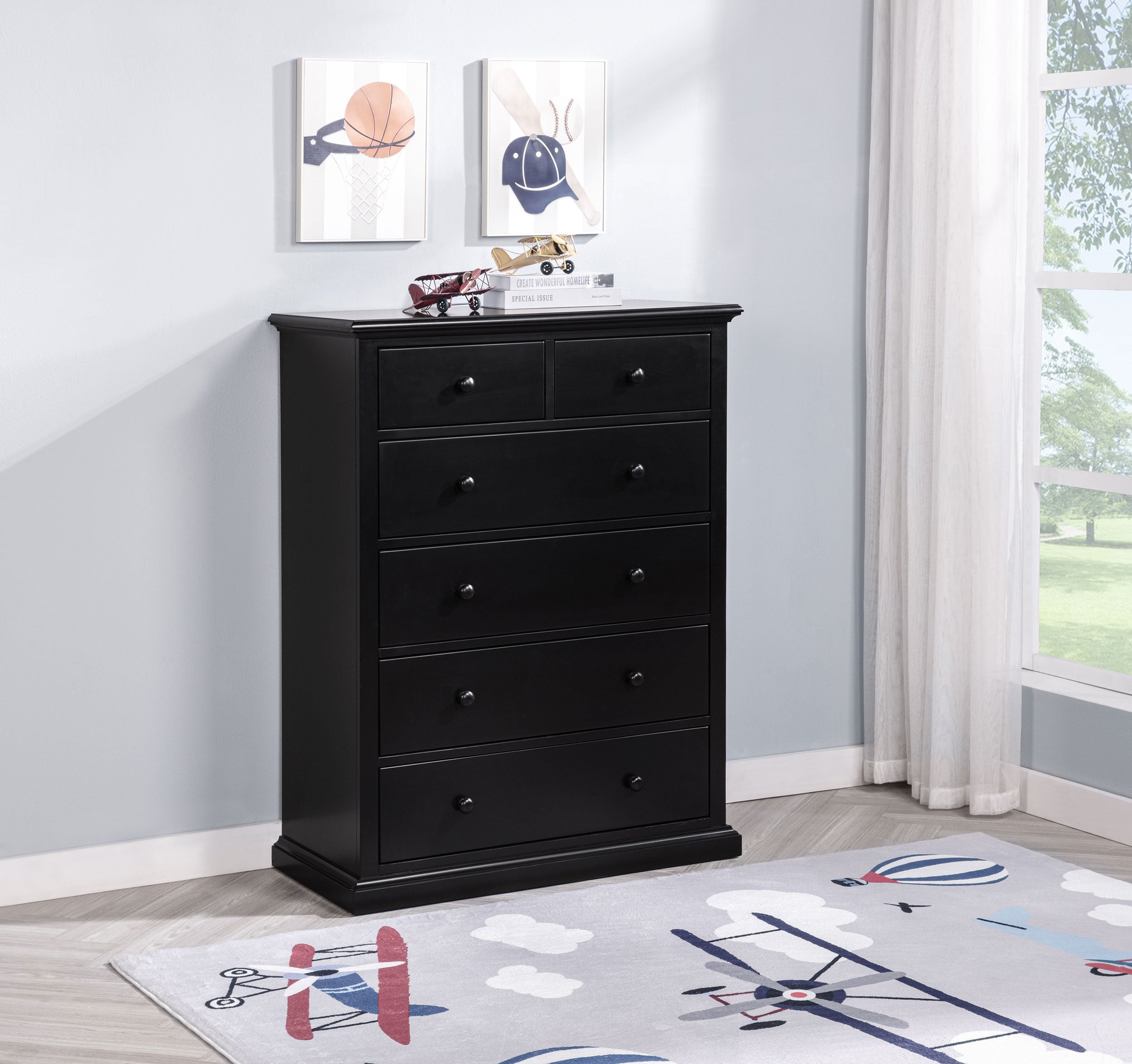 Sumerlin 6-drawer Bedroom Chest of Drawers Black — view 2