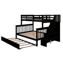 Twin-Over-Full Bunk Bed with Twin size Trundle, Storage and Guard Rail for Bedroom, Dorm, for Adults, Espresso(OLD SKU :LT000119AAP)