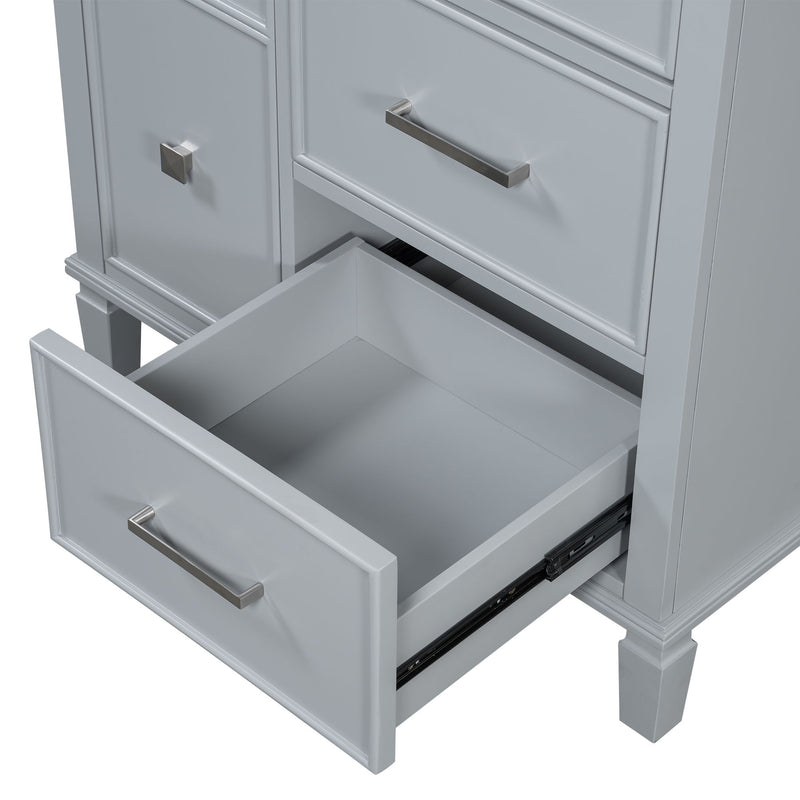 Bathroom Vanity With Ceramic Sink, Flip Out Drawer Design For Plumbing, Soft Close Drawers