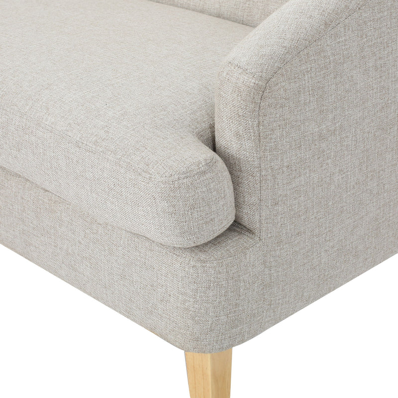 Mid Century Modern Loveseat With Polyester Upholstery And Birch Wood Frame - Beige