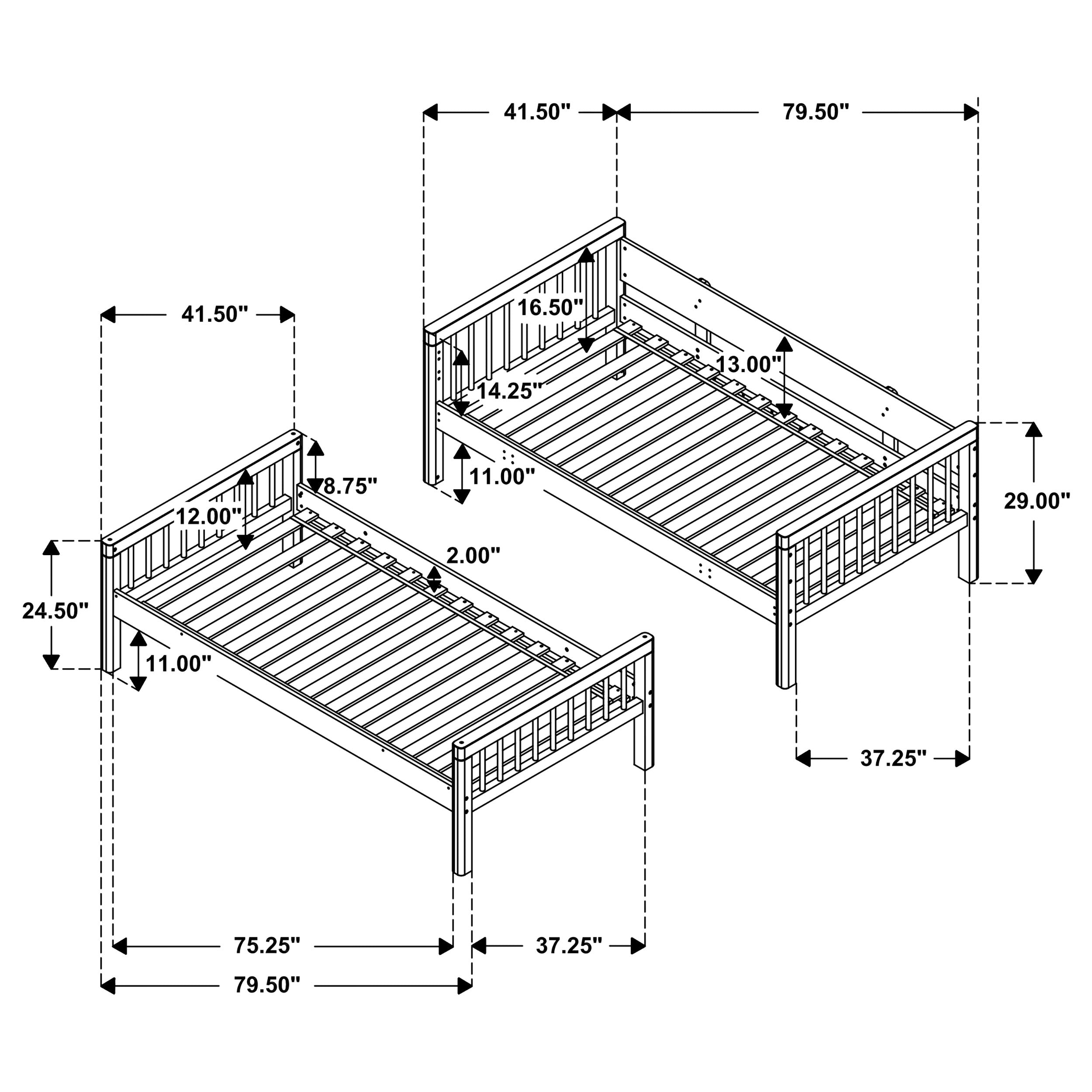 Dakota Wood Twin Over Twin Bunk Bed Natural — view 12