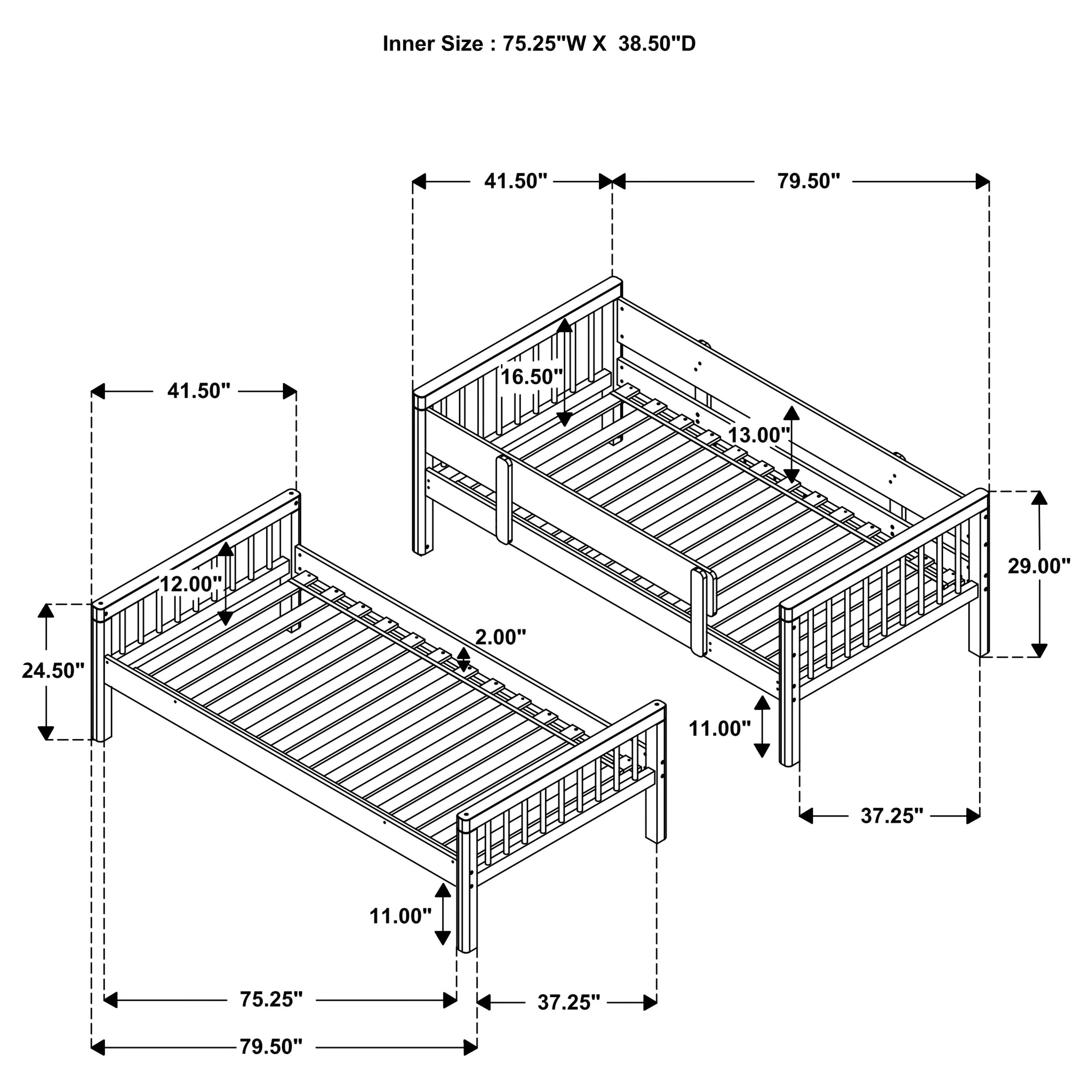 Dakota Wood Twin Over Twin Bunk Bed Natural — view 14