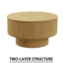 Modern Circular Coffee Table With Stripe Design And Storage Space