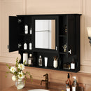 Wall Mounted Bathroom Medicine Wall Cabinet With Mirror & Open Shelves