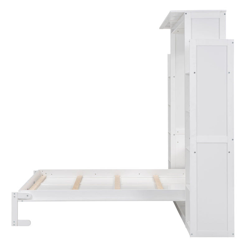 Wall Murphy Bed With Shelves And LED Lights