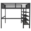 Loft Bed With 4 Tier Shelves And Storage