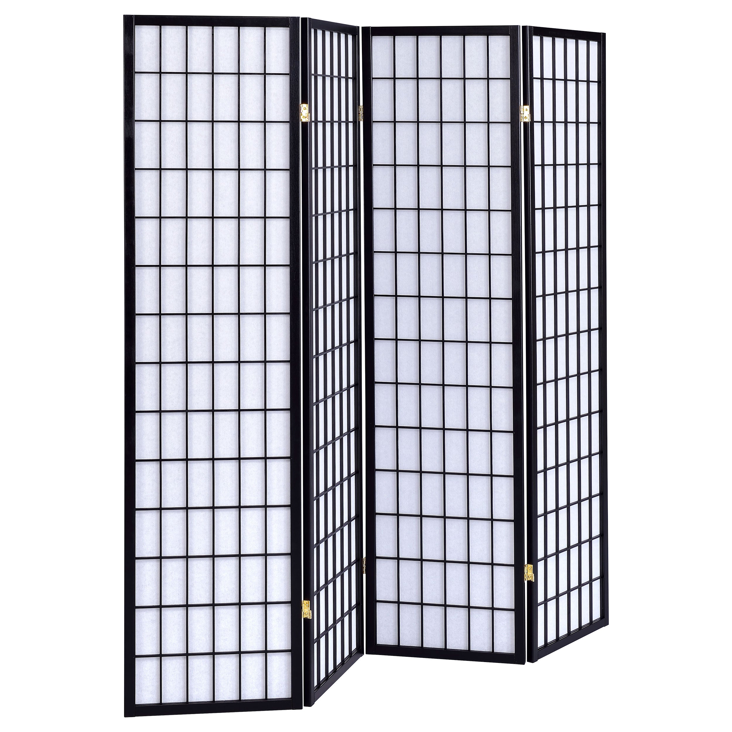 Roberto 4-Panel Room Divider Folding Shoji Screen Black — view 1