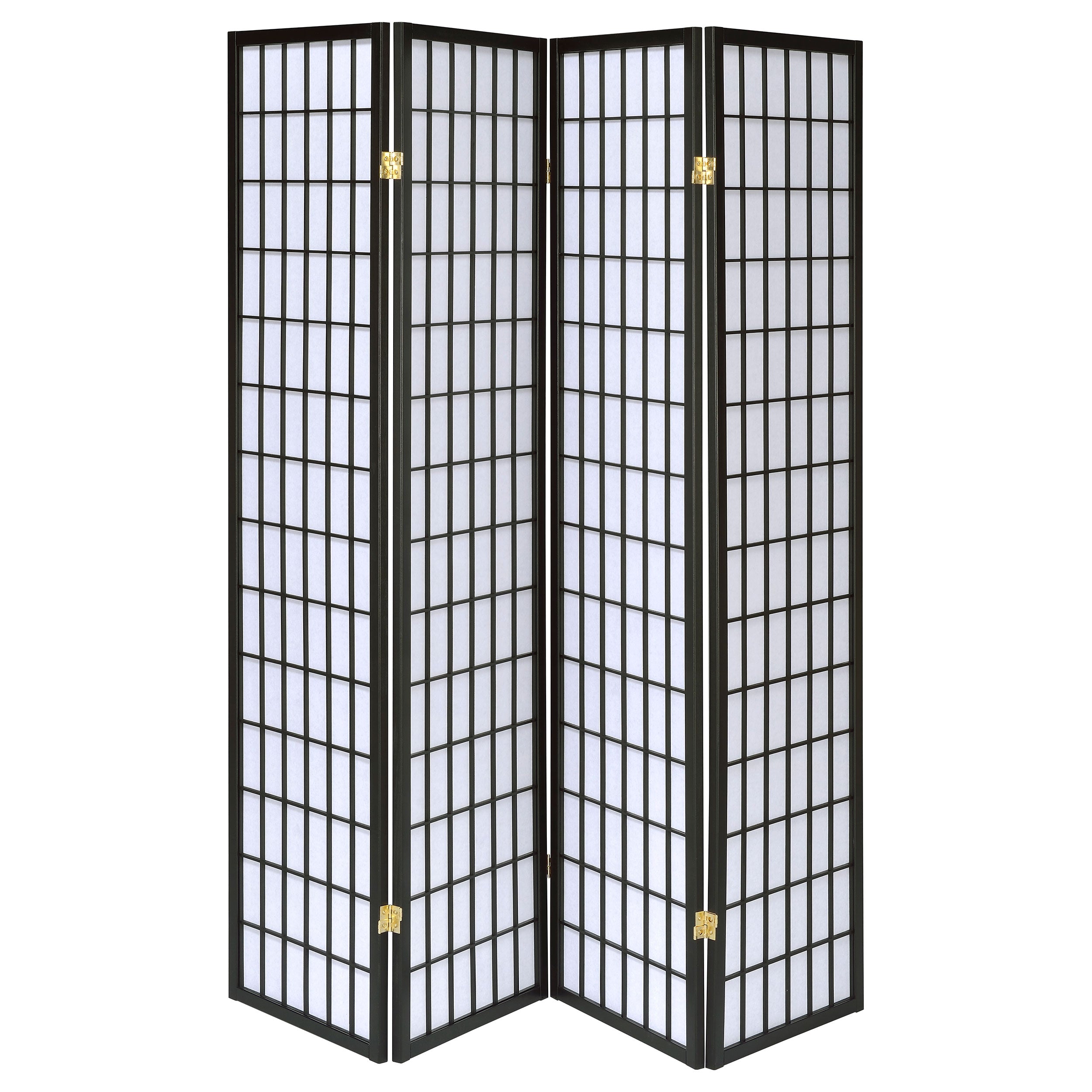Roberto 4-Panel Room Divider Folding Shoji Screen Black — view 3