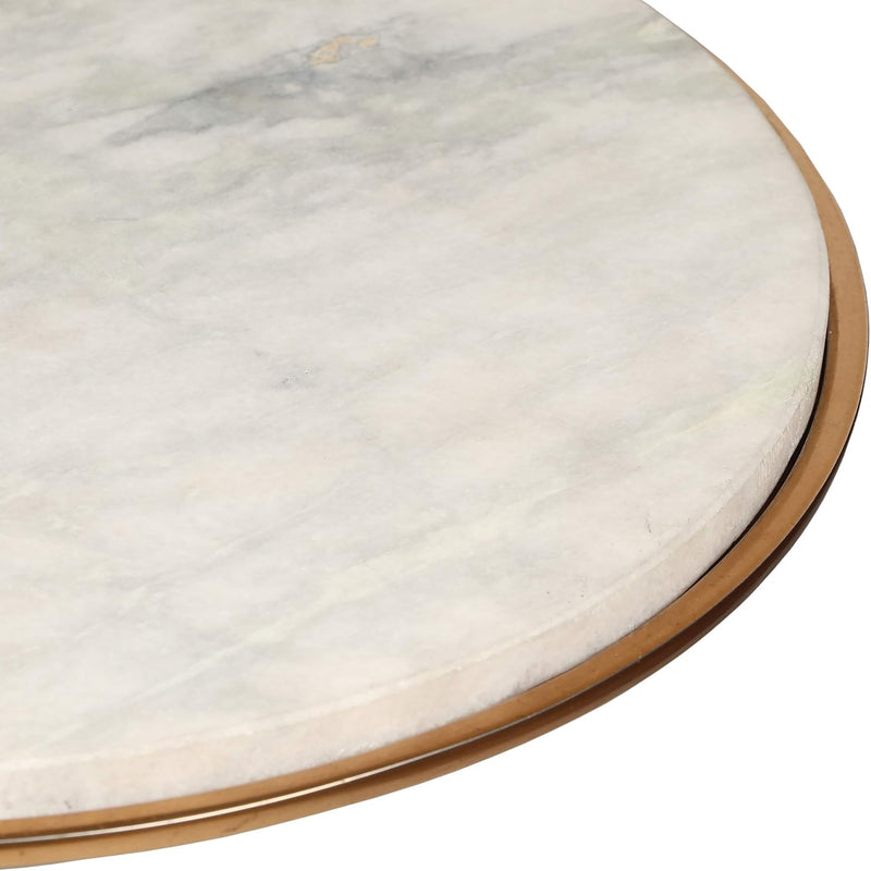 Modern Glam Aluminum Accent Table With Marble Table Top - Antique Brass / White
